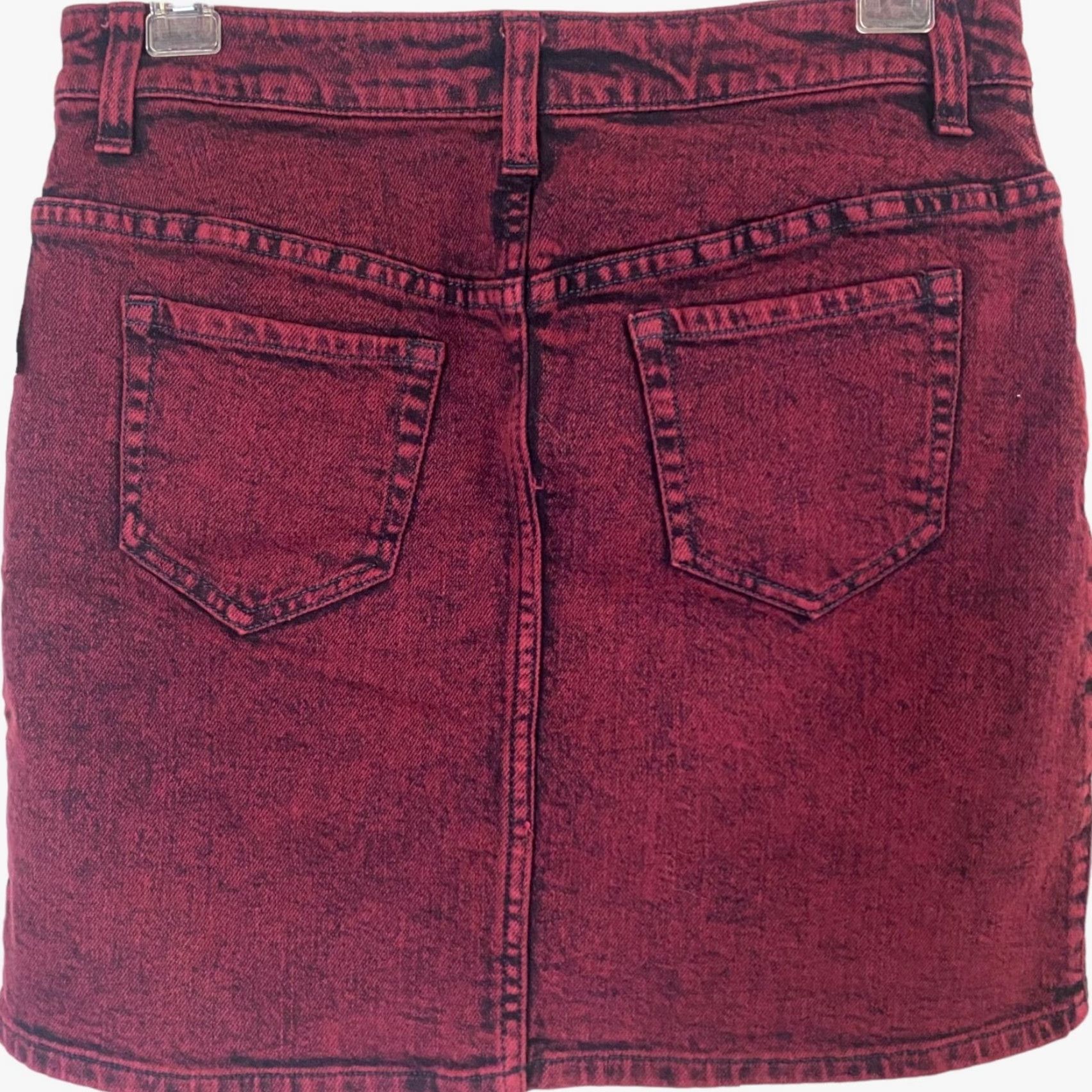 Hot Topic Hot Topic Red Acid Wash Denim Skirt Women’s Small Front-Full-Zip Goth Punk Mini Short With Pockets Rocks New Size 28" / US 6 / IT 42 - 4 Thumbnail