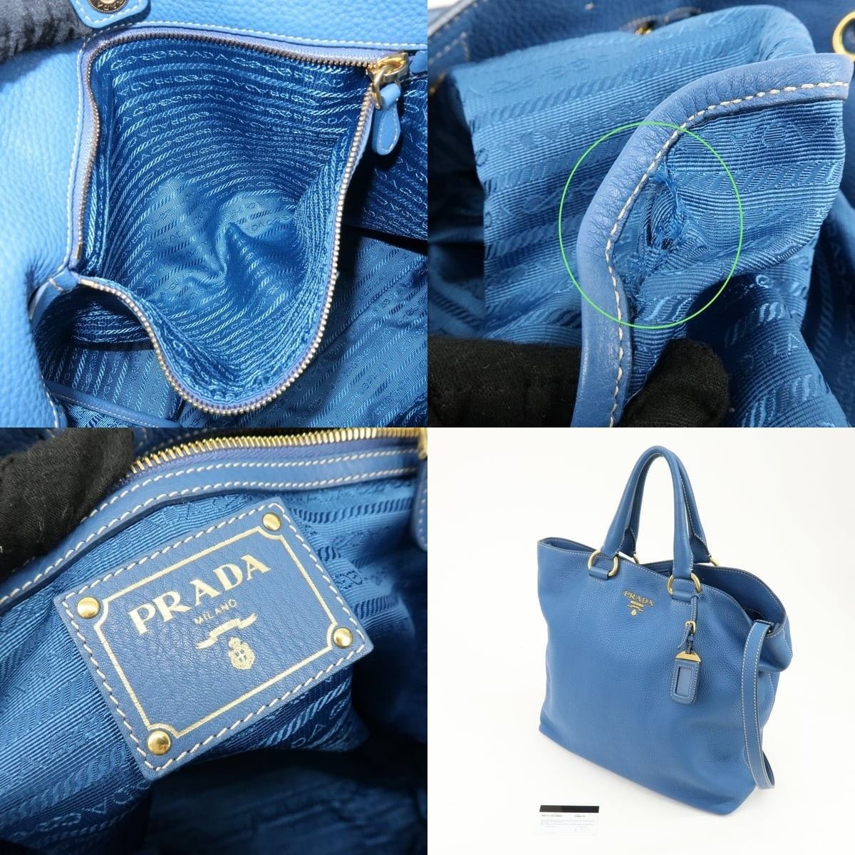 Prada Prada Vitello Daino Calfskin Shoulder Bag Blue Size ONE SIZE - 7 Thumbnail