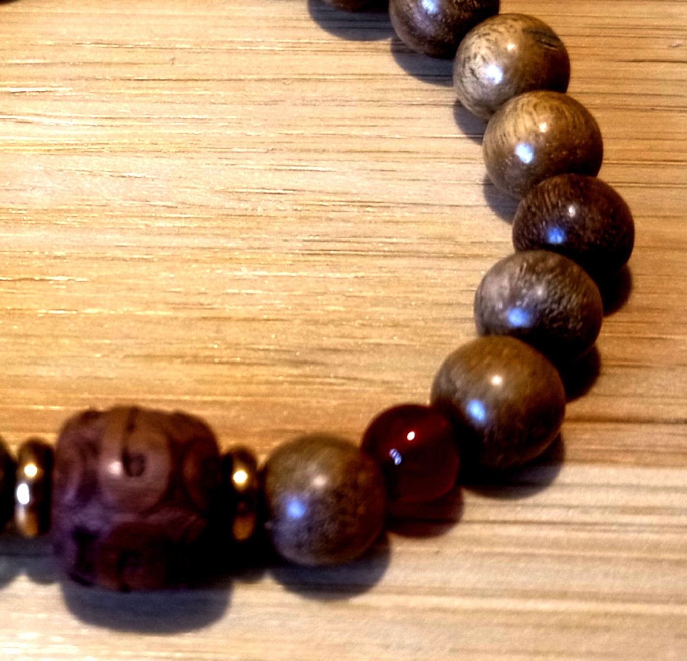 Designer × Japanese Brand Punk Art Hand Crafted Sandal Wood Engraved Bracelet Unique Size ONE SIZE - 3 Thumbnail