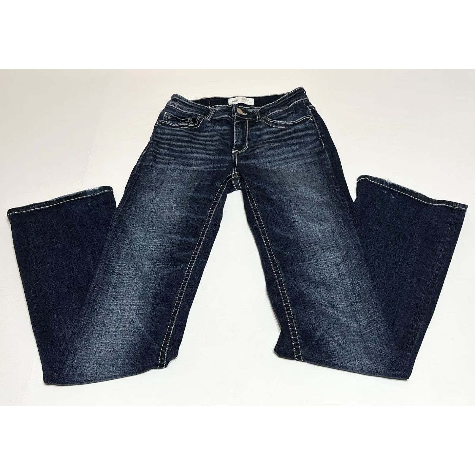 Vintage BKE Jeans Womens Slim Bootcut 26x32.5 26x33.5 Blue Whiskered Denim Stretch Zip 5-Pocket Buckle Bke Stella Modern Vintage No Size 26" / US 2 / IT 38 - 2 Thumbnail