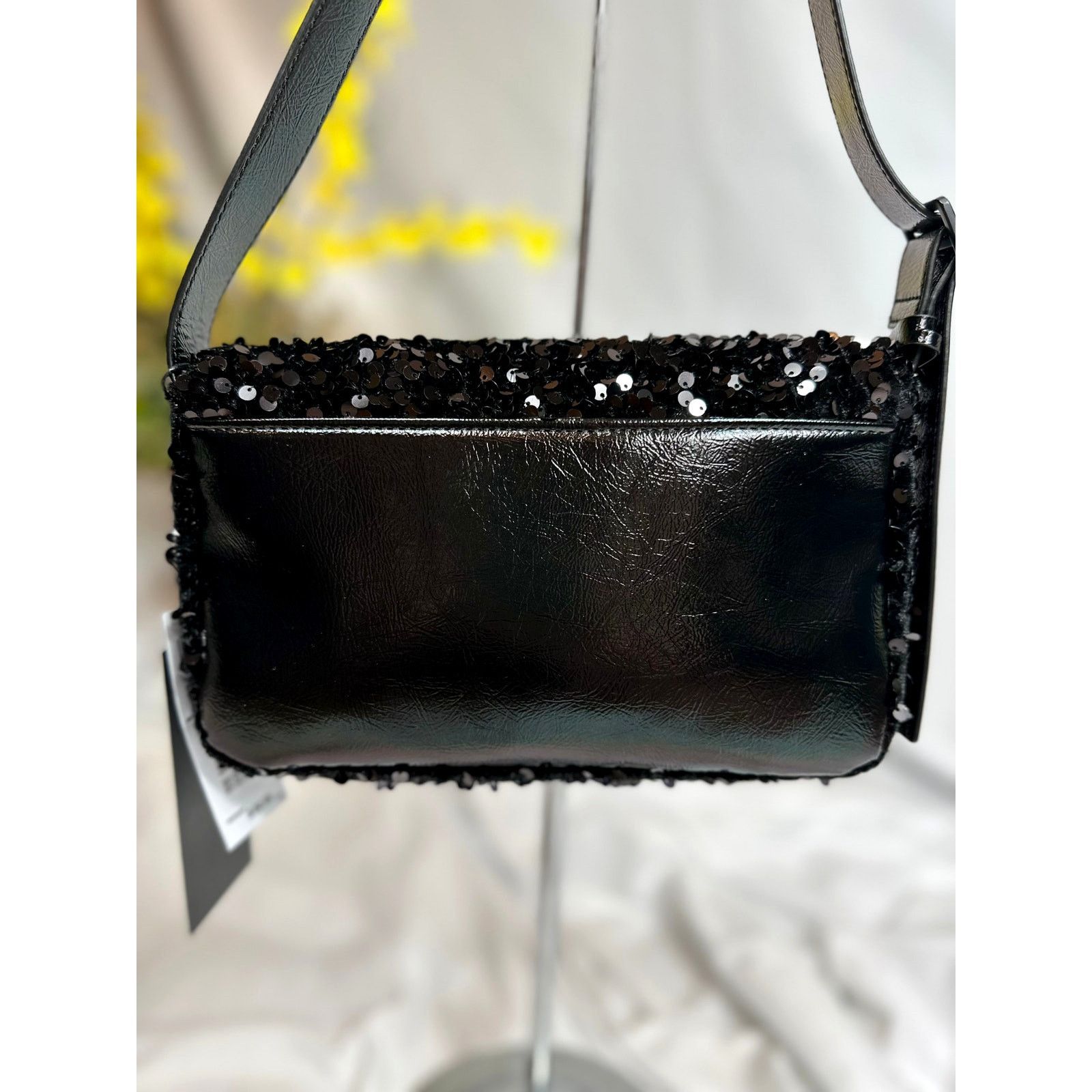 Nicole Miller Nicole Miller Sequined Shoulder Bag Adjustable Strap Black Size ONE SIZE - 7 Thumbnail