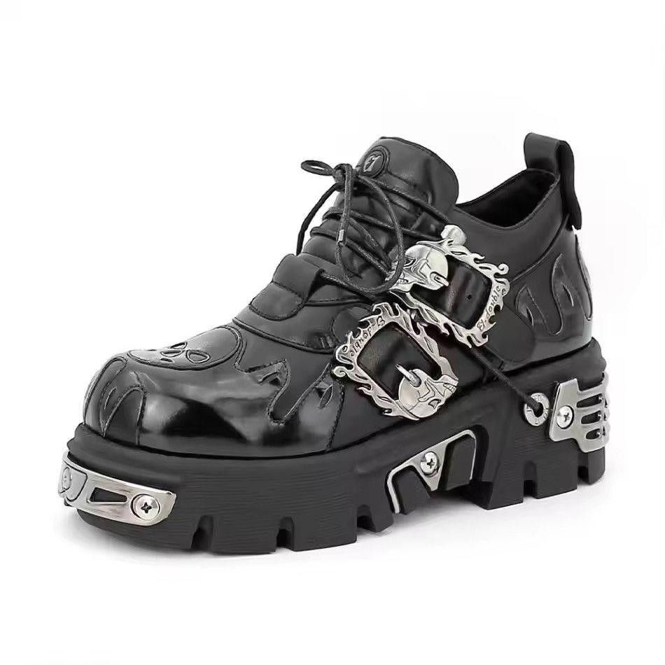 Other Gothic Punk Motorcycle Platform Metal Split Leather Boots Size US 10 / EU 43 - 1 Thumbnail