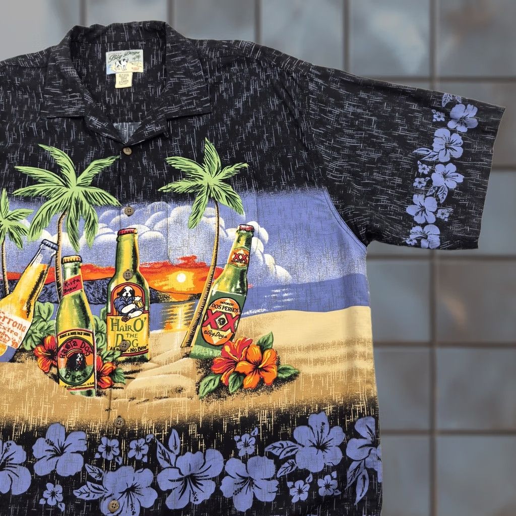 Big Dogs Big Dogs Shirt Mens XL Multicolor Hawaiian Button-Up Short Sleeve Beach Theme IT'S FIVE O'CLOCK SOMEWHERE! Size US XL / EU 56 / 4 - 1 Thumbnail