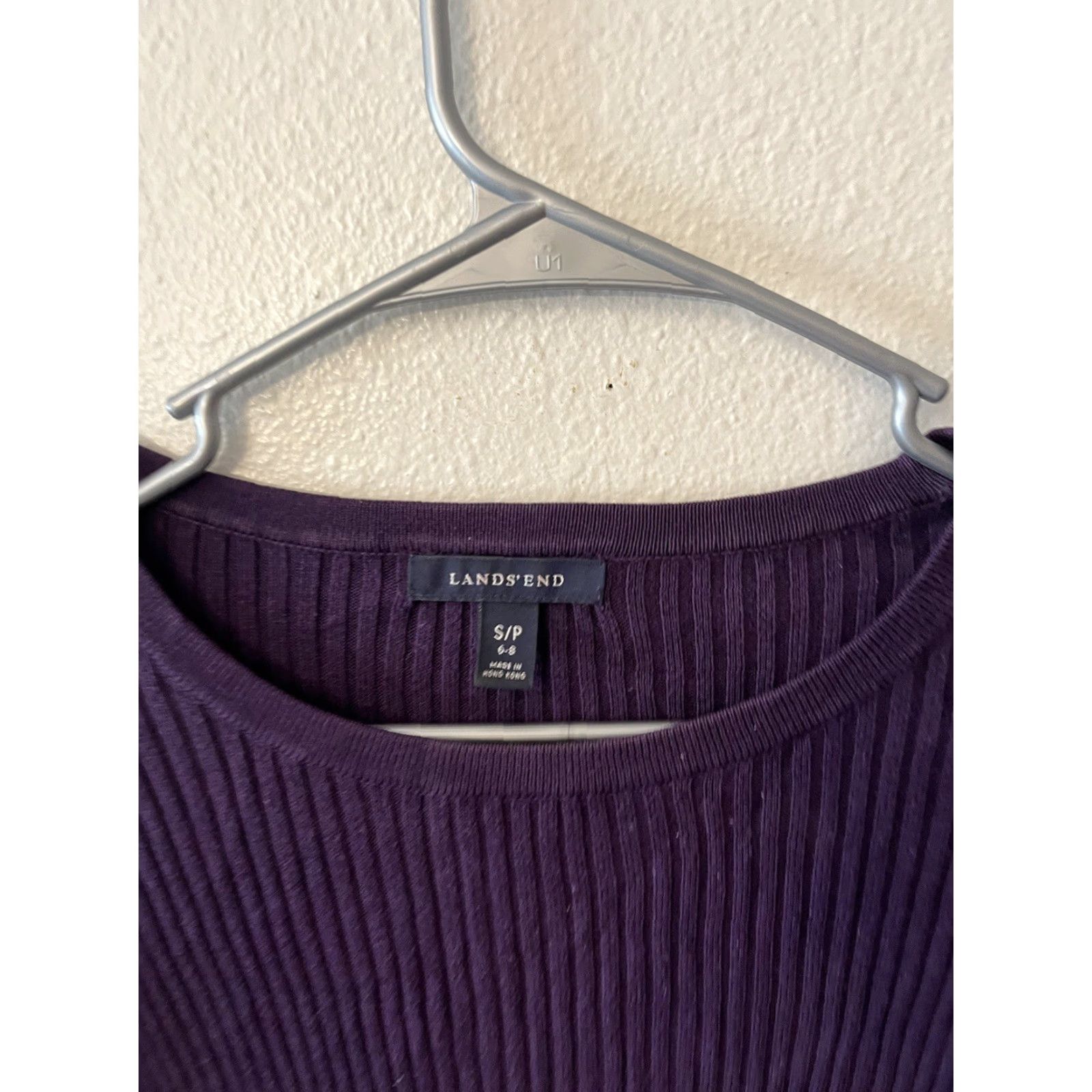 Lands' End Lands' End Womens Small 6-8 Long Sleeve Ribbed Cotton Purple Sweater Shirt? Size S / US 4 / IT 40 - 2 Thumbnail