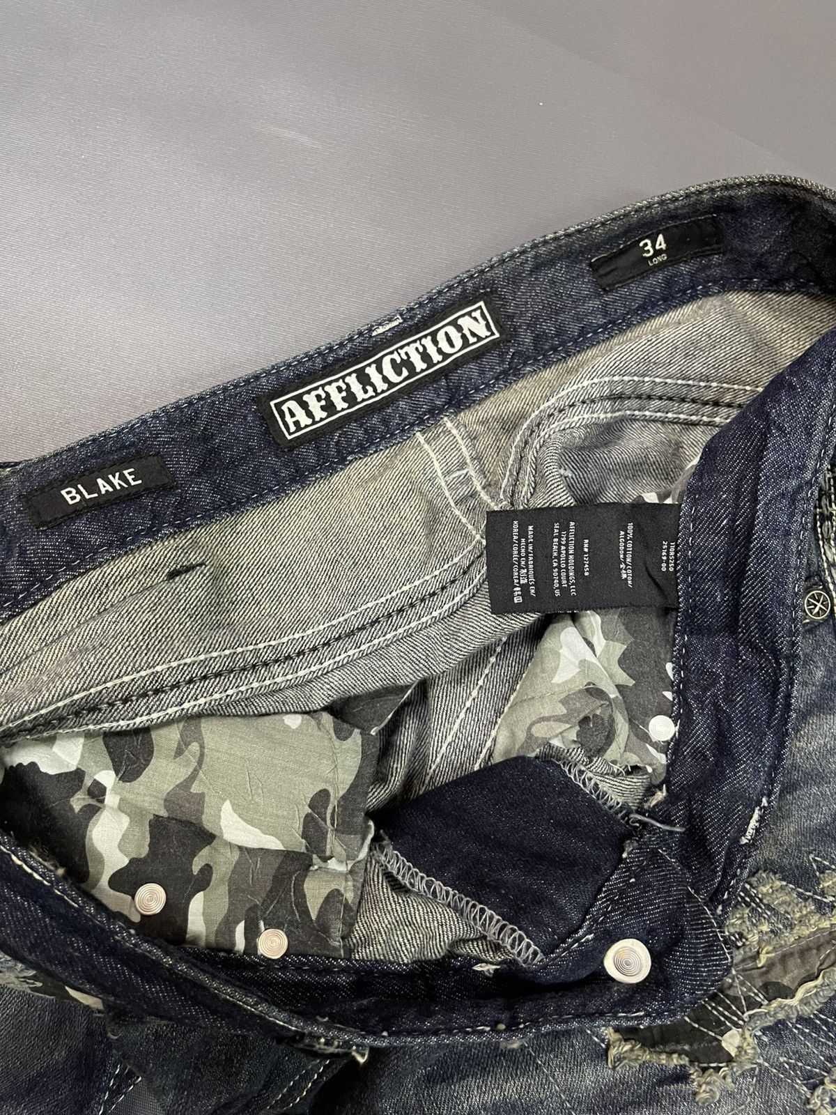 Affliction × Le Grande Bleu (L.G.B.) AFFLICTION BLAKE JEAN DISTRESSED DENIM JEANS Size US 34 / EU 50 - 8 Thumbnail