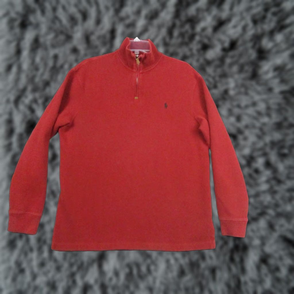 Polo Ralph Lauren Polo Ralph Lauren Sweater Mens Large Quarter Zip Pullover Red Pony Logo Knit Mock Neck Classic Preppy Casual Size US L / EU 52-54 / 3 - 1 Thumbnail