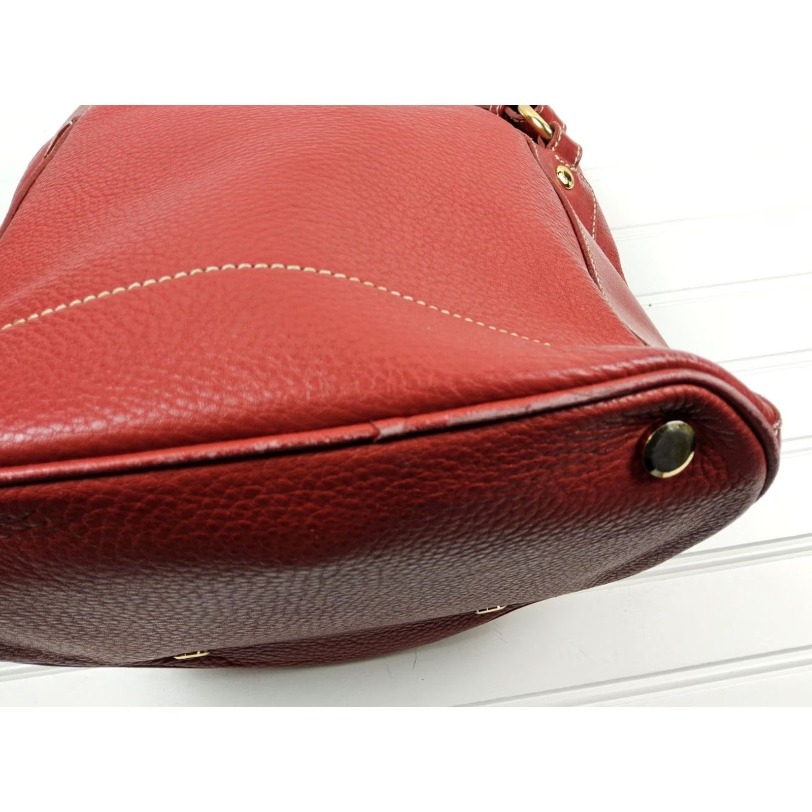 Vintage 49 Av Junko Shimada Tote Leather Handbag Purse Shoulder Pebbled Bright Red Womens Size ONE SIZE - 7 Thumbnail
