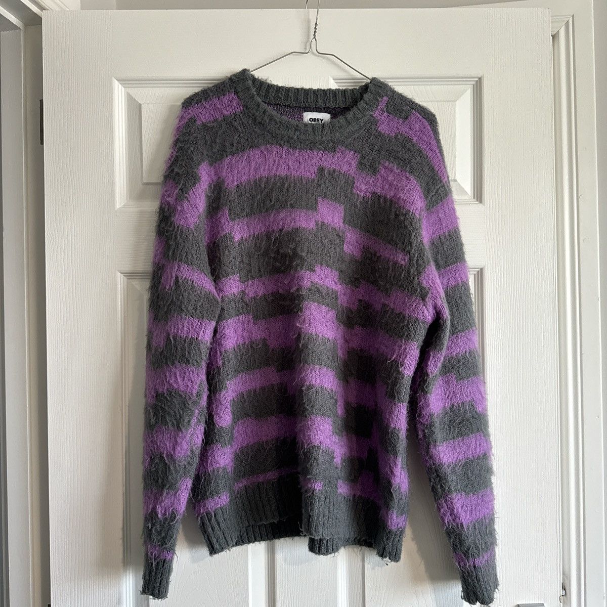 Obey Obey Signal Sweater – Rare Grey & Purple Colourway Size US M / EU 48-50 / 2 - 4 Thumbnail