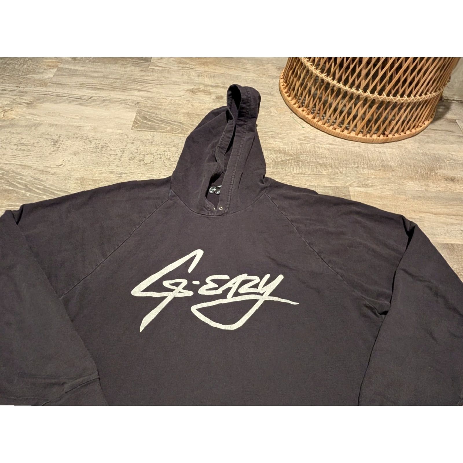 J Brand VINTAGE G-EAZY Brand HOODIE Sweatshirt Men XL Black Graphic Print Distressed Pockets Hooded Pullover Size US XL / EU 56 / 4 - 2 Thumbnail