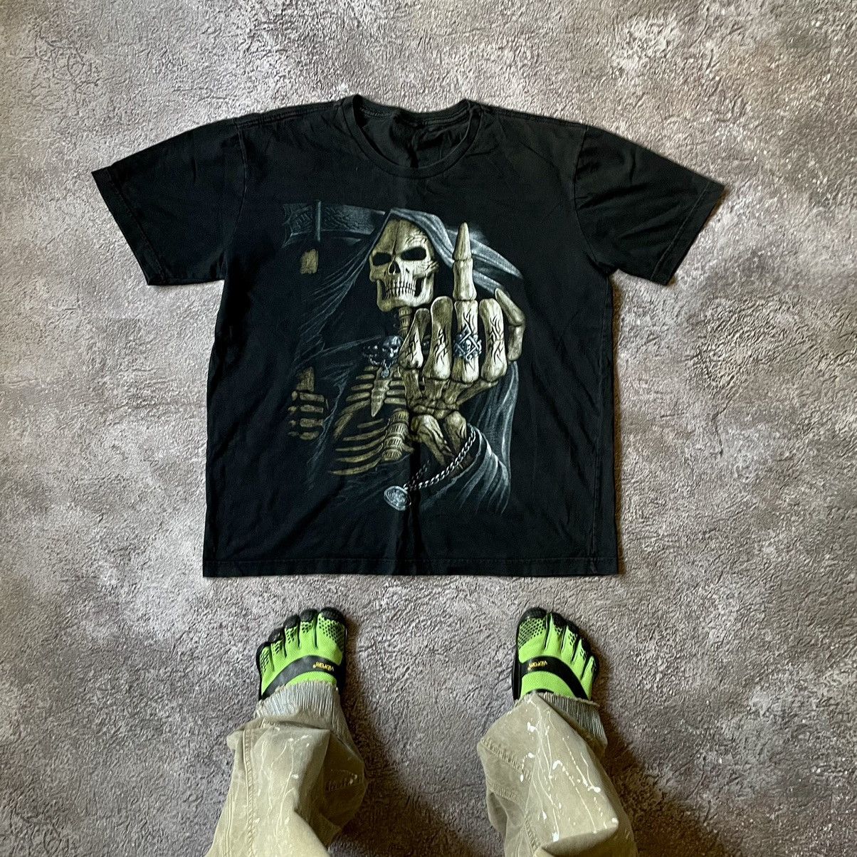 Vintage Vintage 2000s Skeleton Graphic Tee Goth Horror Black Slim M Size US M / EU 48-50 / 2 - 1 Thumbnail