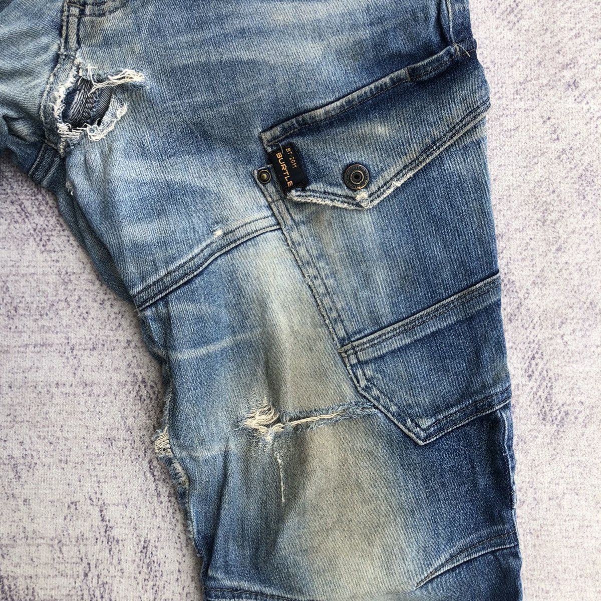 Jean Faded Denim Cargo Multipocket Rare Pattern Size US 30 / EU 46 - 4 Thumbnail
