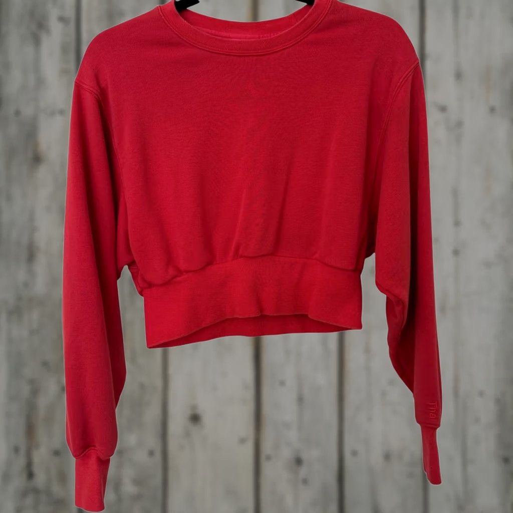 Aritzia Aritzia TNA AiryAF Red Cropped Fleece Crewneck Pullover XS Womens Sweater Size XS / US 0-2 / IT 36-38 - 1 Thumbnail