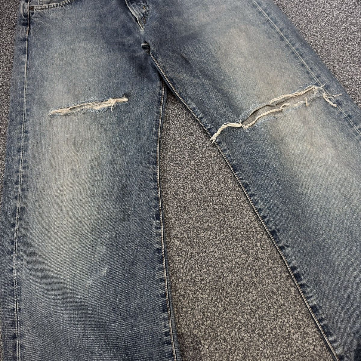 Kapital Vintage 90s Japanese Edwin 505x Destroyed Dirty Wash Denim Size US 31 - 4 Thumbnail