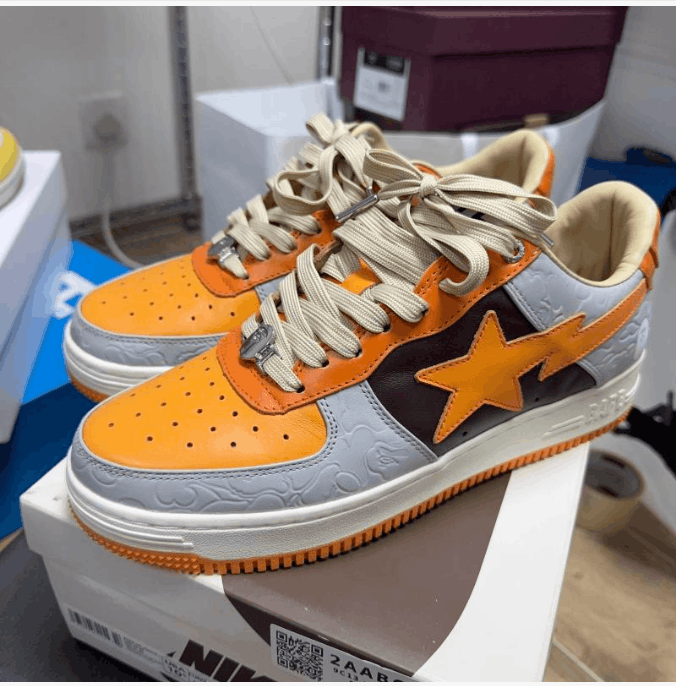 Bape A Bathing Ape Bapesta Low Orange Grey Sneakers Size US 11 / EU 44 - 1 Thumbnail