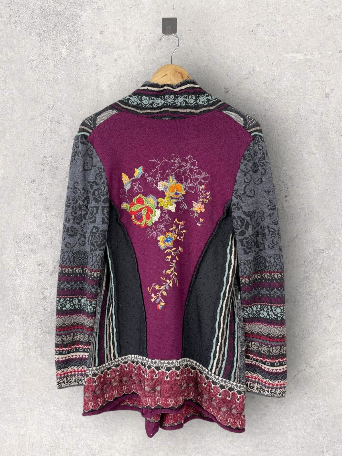 image of Ivko Cardigan Jacket Button Colorful Flowers in Floral Grey, Women's (Size Medium)