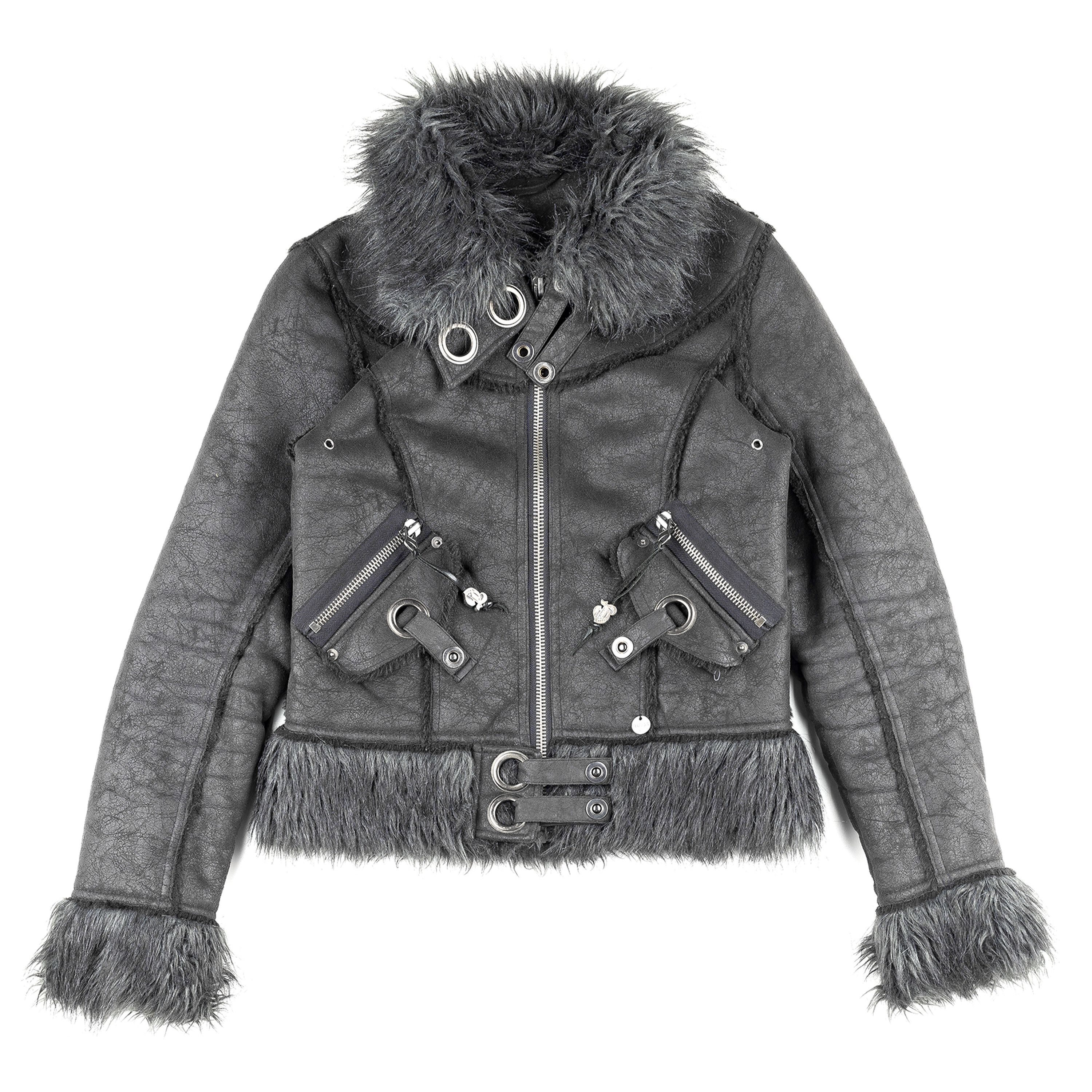 Guess × Vintage Guess Vintage Black Leather Fur Coat (S) Size S / US 4 / IT 40 - 1 Thumbnail