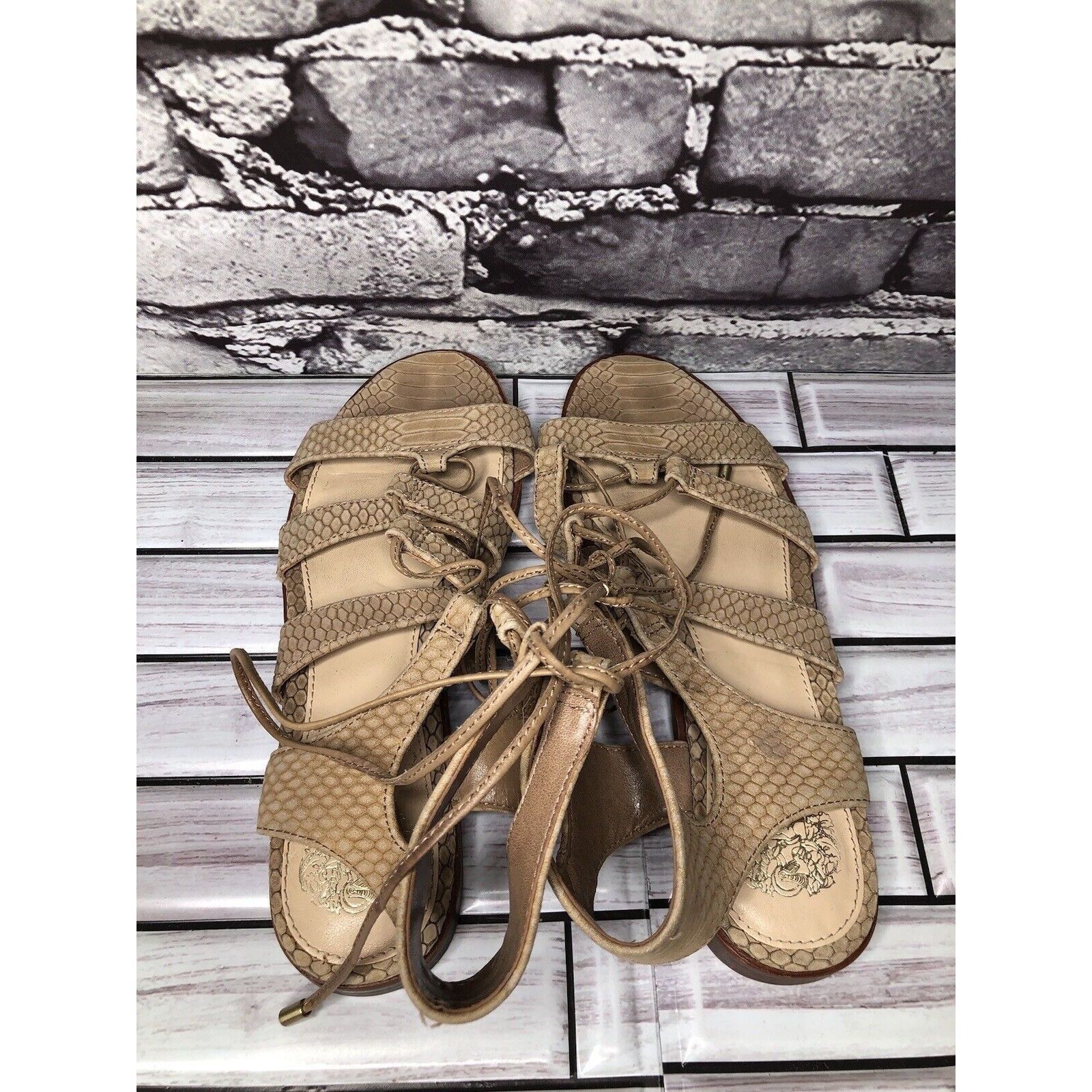Vince Camuto Vince Camuto Tany Tan Leather Snake Print Gladiator Lace San Size US 6 / IT 36 - 6 Thumbnail