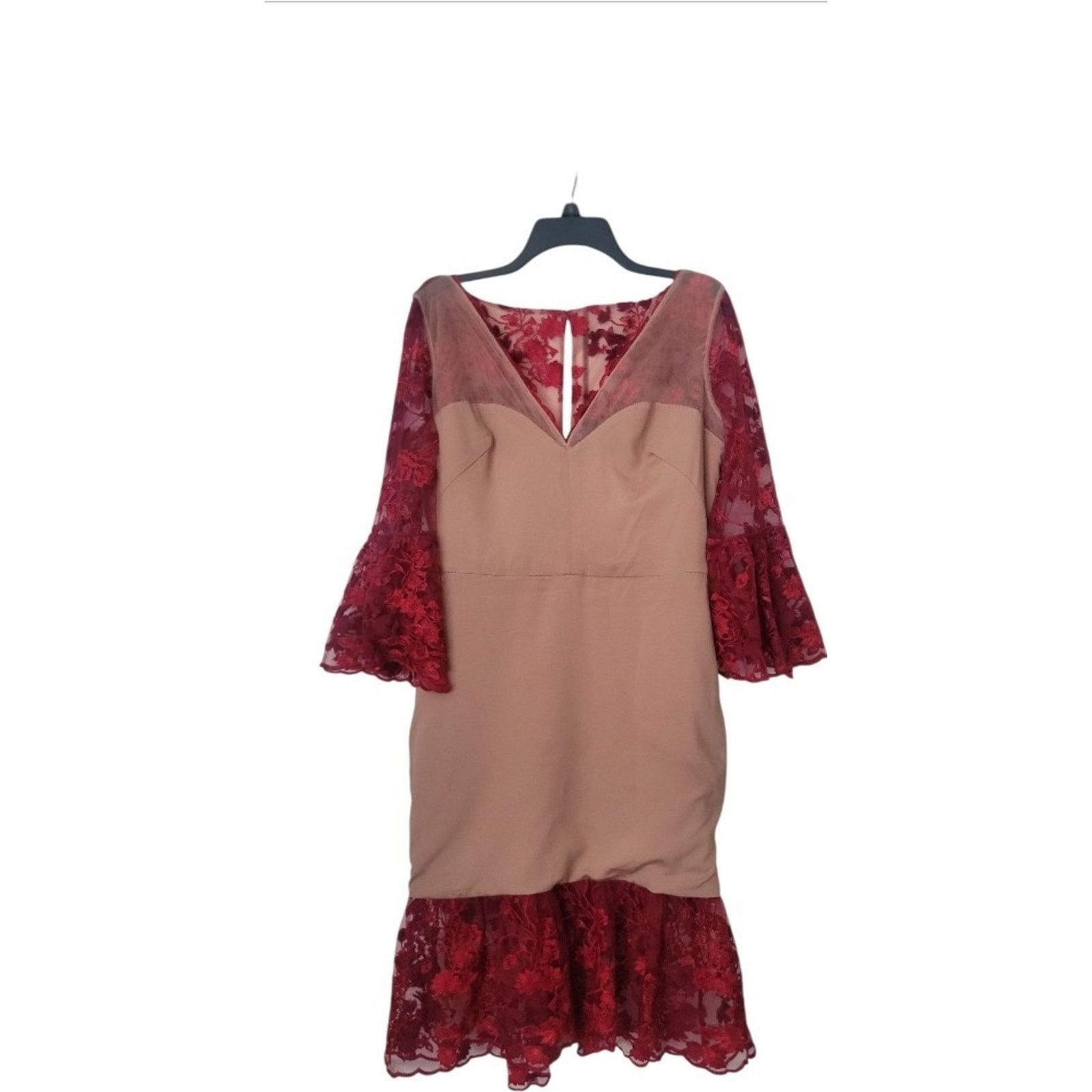 Marchesa Marchesa Notte Appliqué Flowers Cocktail In Burgundy Size 12 Size XL / US 12-14 / IT 48-50 - 6 Thumbnail