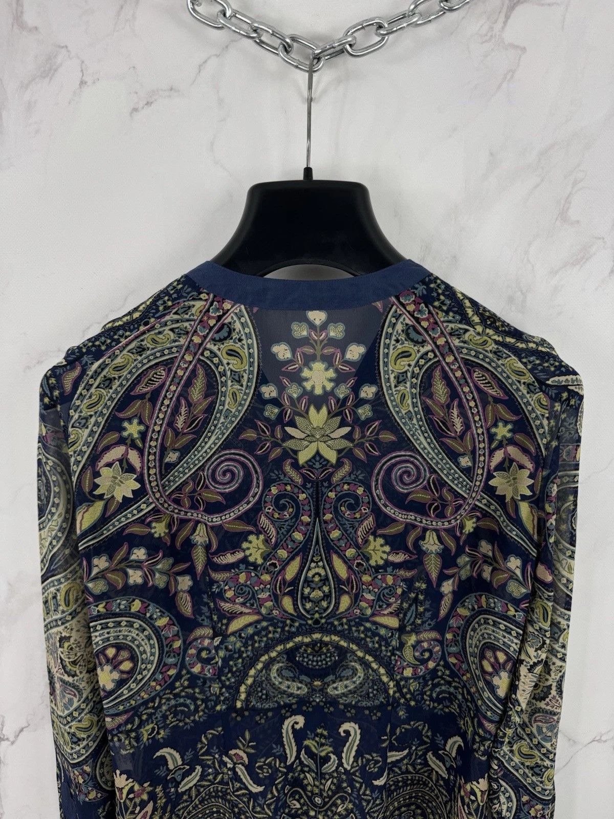 Etro Paisley Pattern Silk Blouse Double Pocket Size 44