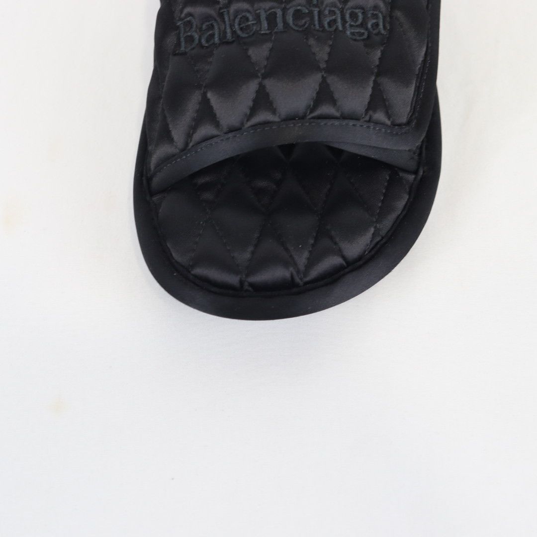 Balenciaga o1rshd1 Quilted Satin Hotel Artw Home Slide in Black Size US 6 / EU 39 - 7 Thumbnail