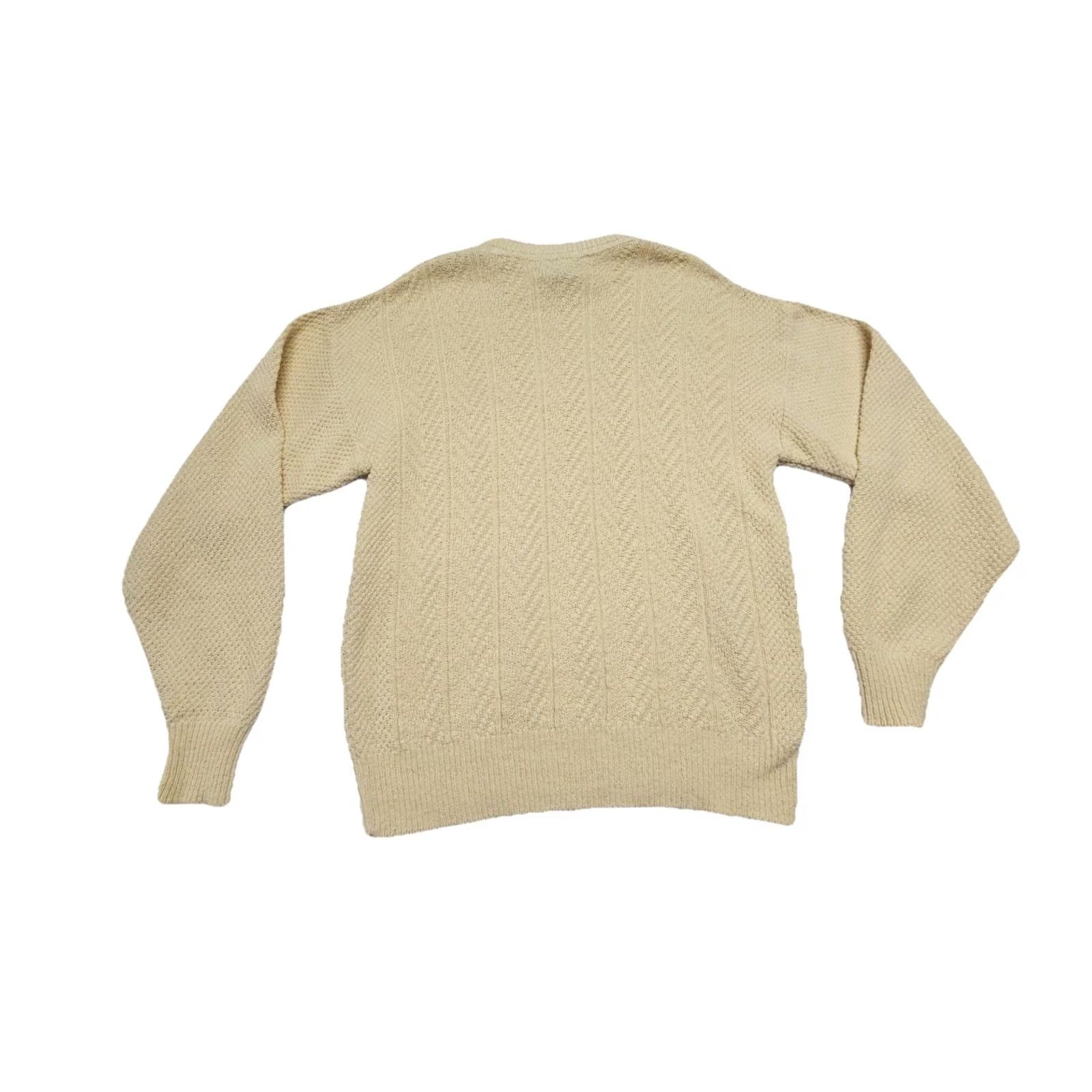 Vintage VINTAGE USA Cotton Knit Sweater Mens L Cream Textured Chunky Classic Minimalist Size US L / EU 52-54 / 3 - 6 Thumbnail