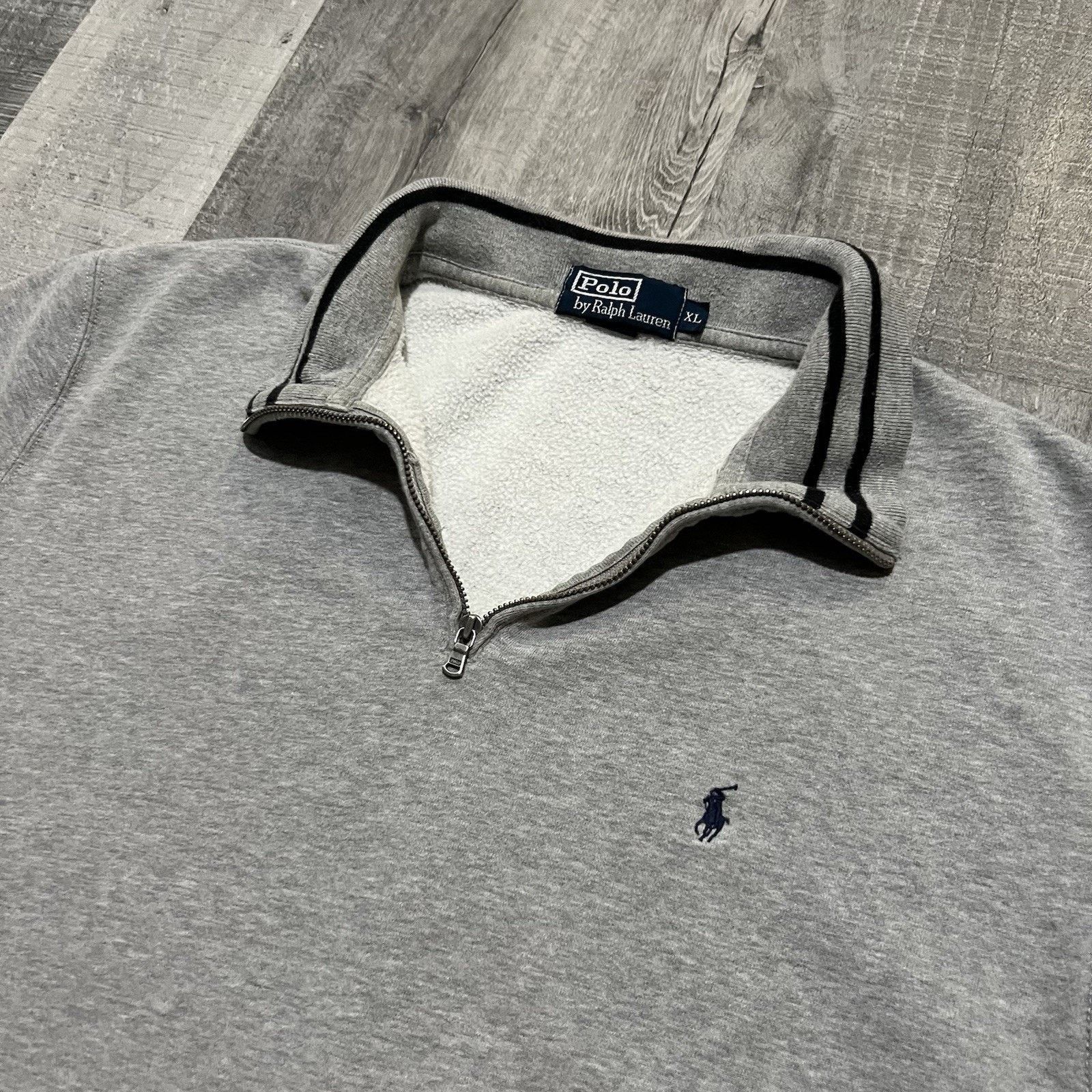 Polo Ralph Lauren VTG Polo Ralph Lauren Grey Cotton Quarter Zip Collared XL Size US XL / EU 56 / 4 - 3 Thumbnail