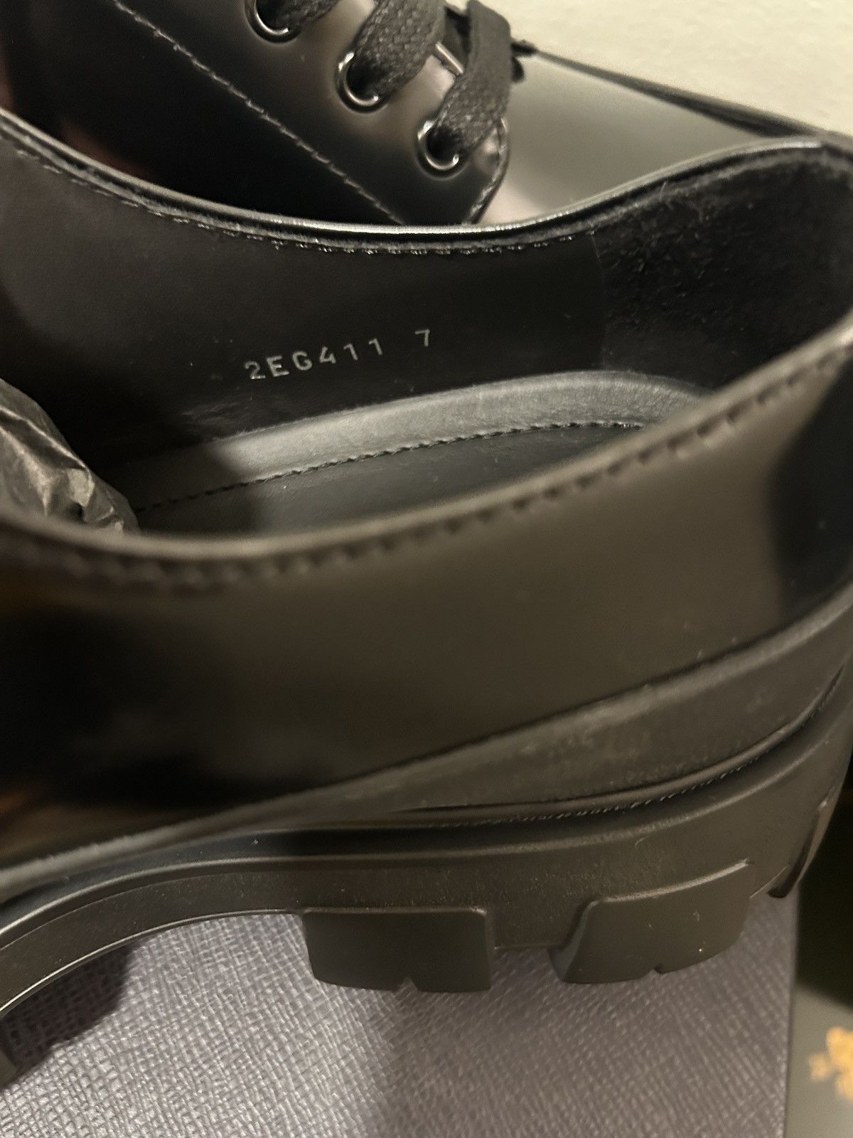 Prada PRADA BRUSHED LEATHER DERBY SHOES BLACK 2EG411-055-F0002 Size US 7 / EU 40 - 6 Thumbnail