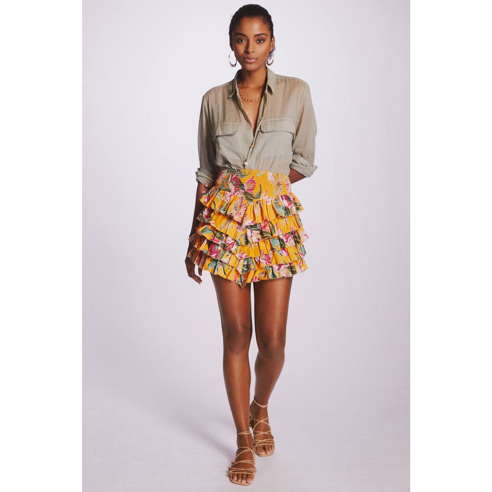 Anthropologie New Anthropologie LOVE THE LABEL Tiered Ruffled Mini Skirt Size 32" / US 10 / IT 46 - 1 Thumbnail