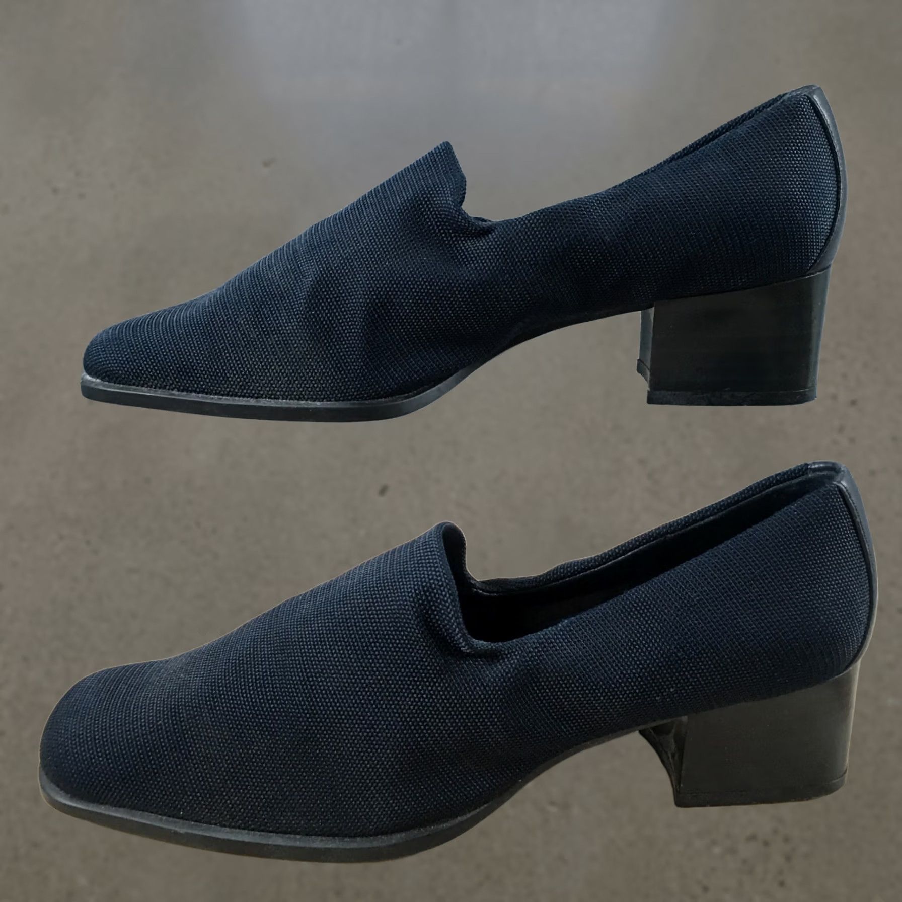 Vintage Aerosoles Heels Womens 8 M Stack It Pump Blue Fabric Slip On Square Toe Casual Shoes Size US 8 / IT 38 - 1 Thumbnail