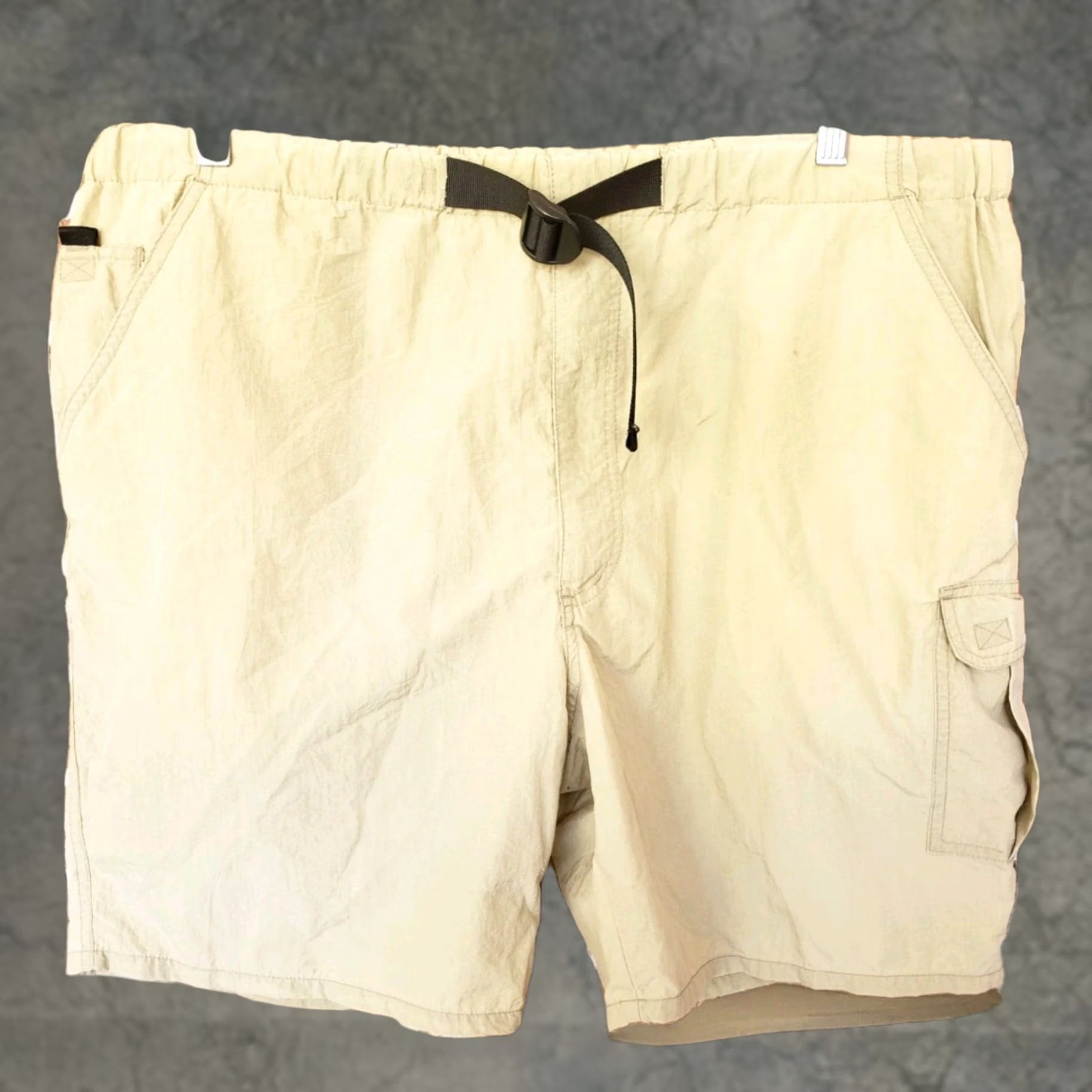 Vintage Cargo Trekking Shorts Mens Large Khaki Tan Nylon Belted Utility Hiking Outdoor 90s Size US 33 - 1 Thumbnail