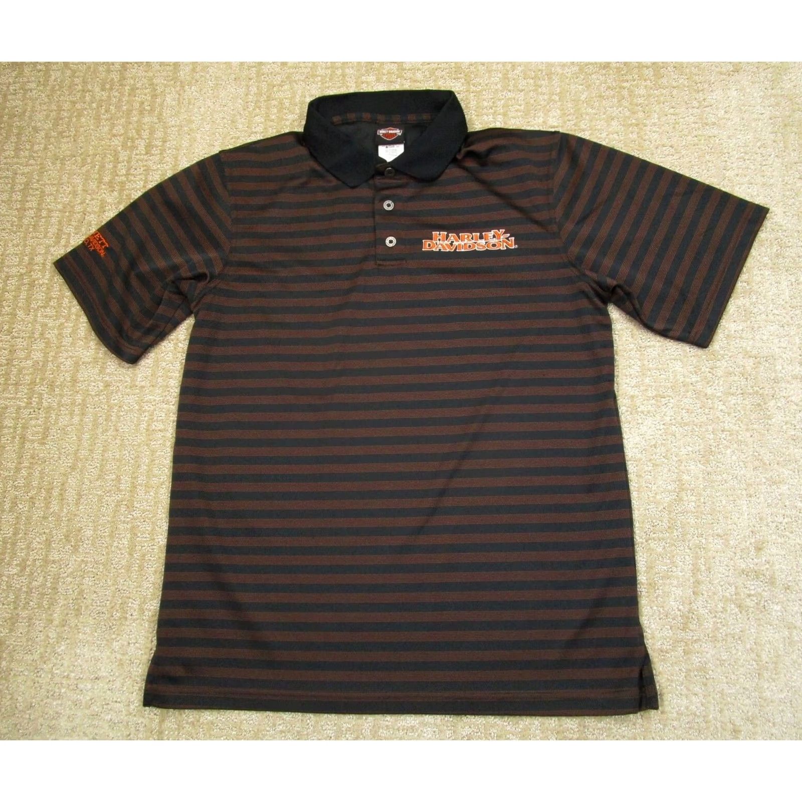 Harley Davidson Harley-Davidson Polo Shirt Men Large Black Striped Logo Polo Shirt Men L Black Striped Logo Size US L / EU 52-54 / 3 - 2 Thumbnail