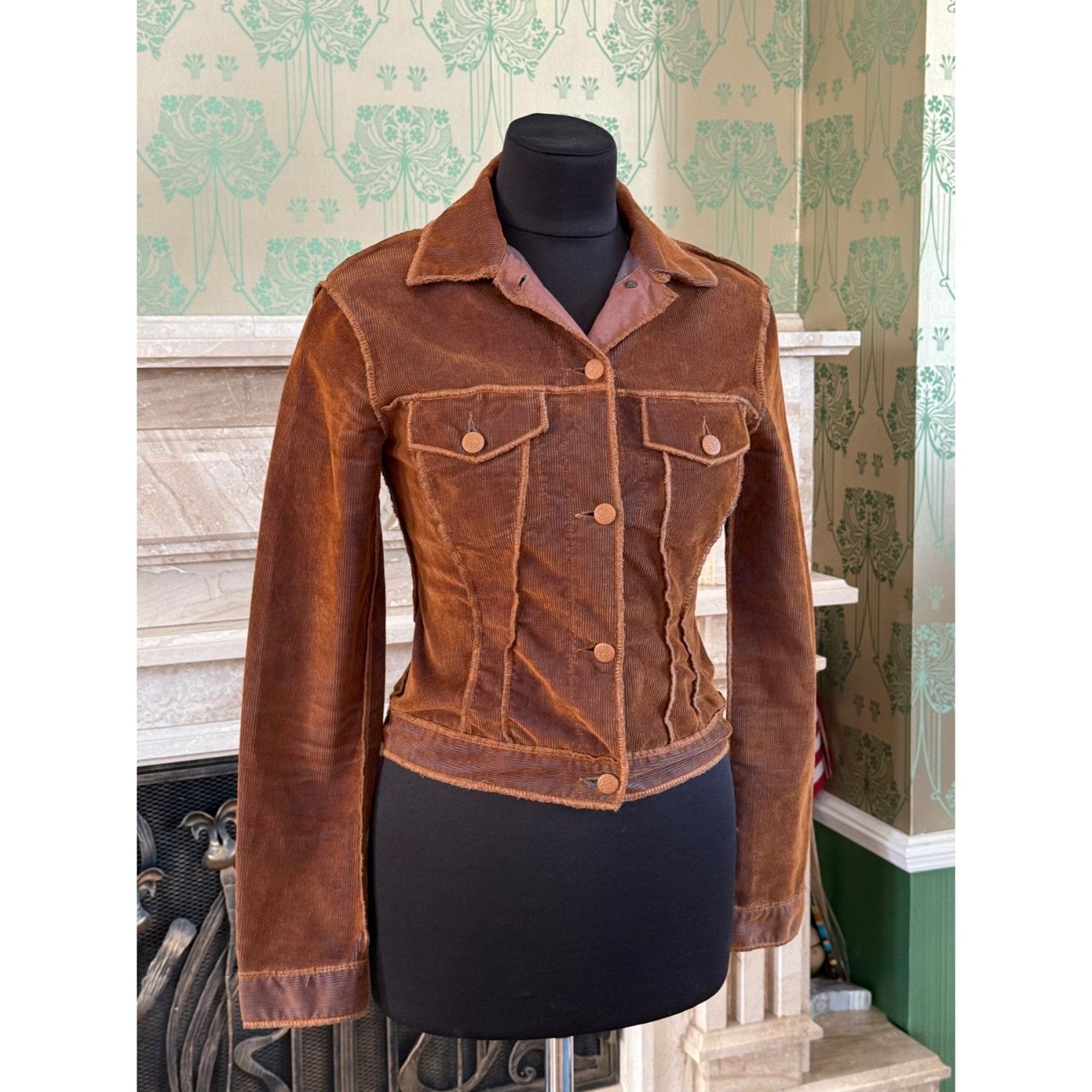 Jean Paul Gaultier Vintage Jean Paul Gaultier Rust Corduroy Blue Brown Jacket S Size S / US 4 / IT 40 - 1 Thumbnail