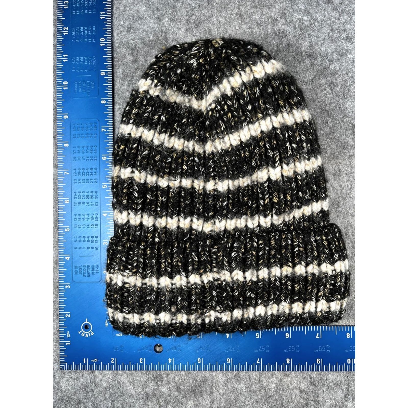 Vintage Time And Tru Beanie Womens One Size Black Striped Knit Lined Winter Hat casual activewear Mens Womens Girls not applicable Size ONE SIZE - 3 Thumbnail