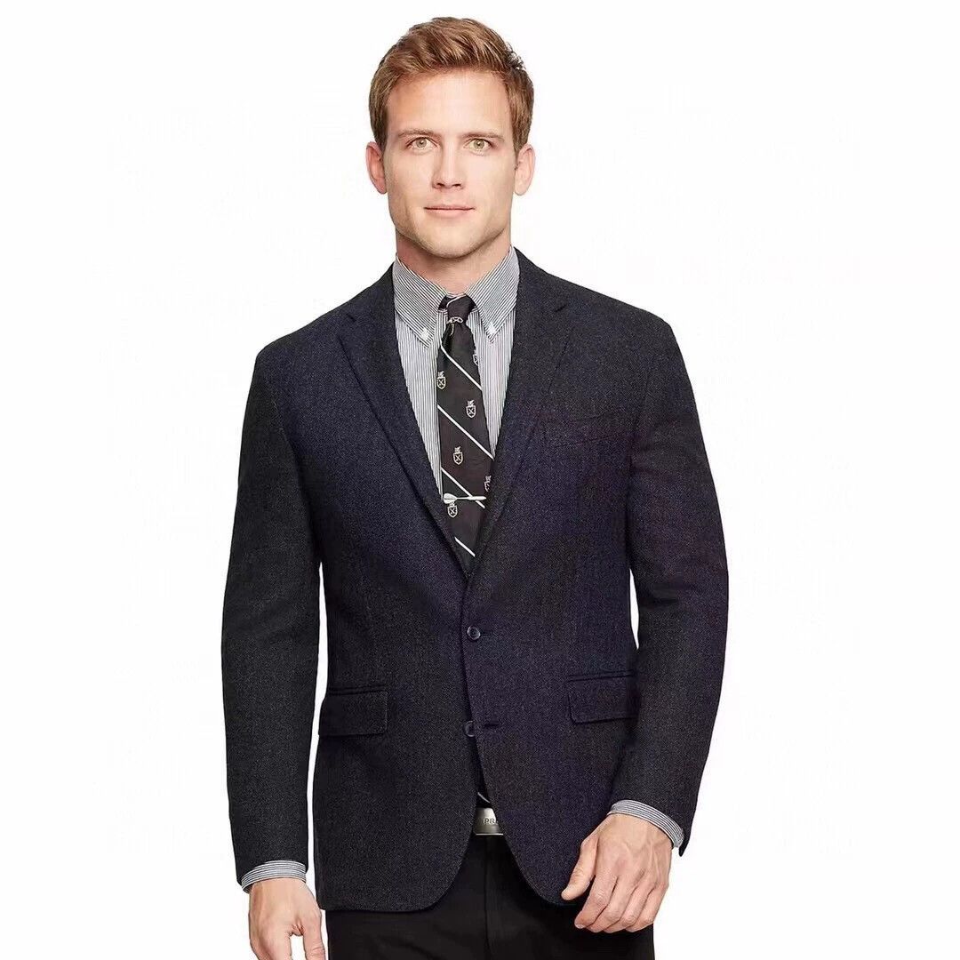 RRL Ralph Lauren RRL 100% Wool Herringbone Slim 42 Suit Jacket IT Size 42R - 2 Thumbnail
