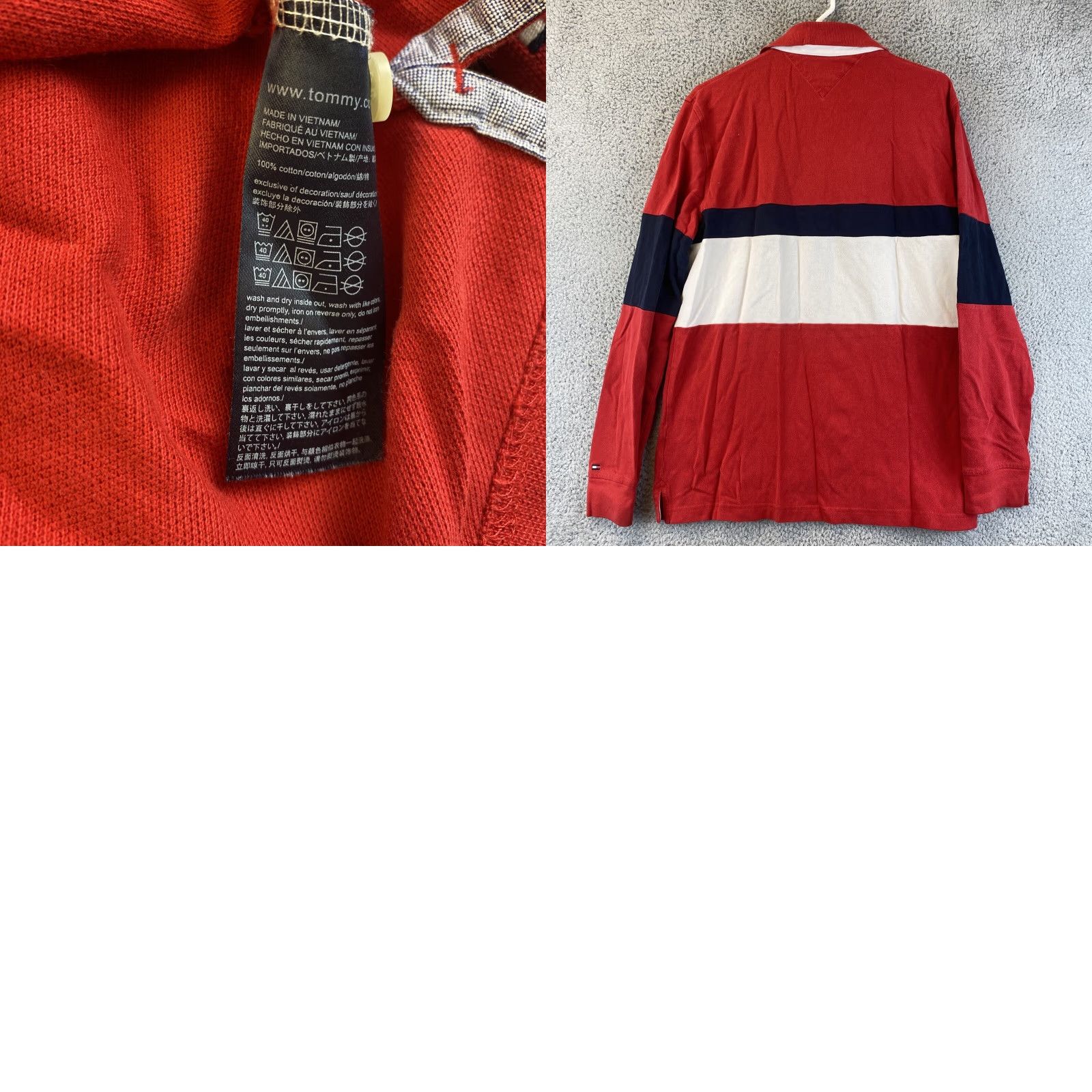 Tommy Hilfiger VINTAGE Tommy Hilfiger Polo Shirt Men L Long Sleeve Blue & White Striped Golf Tennis Cycling Size US L / EU 52-54 / 3 - 8 Thumbnail