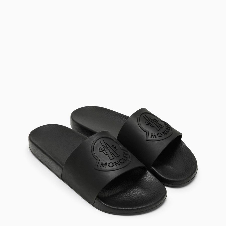 image of Moncler O1D2Blof0424 Logo Slides In Black, Men's (Size 11)