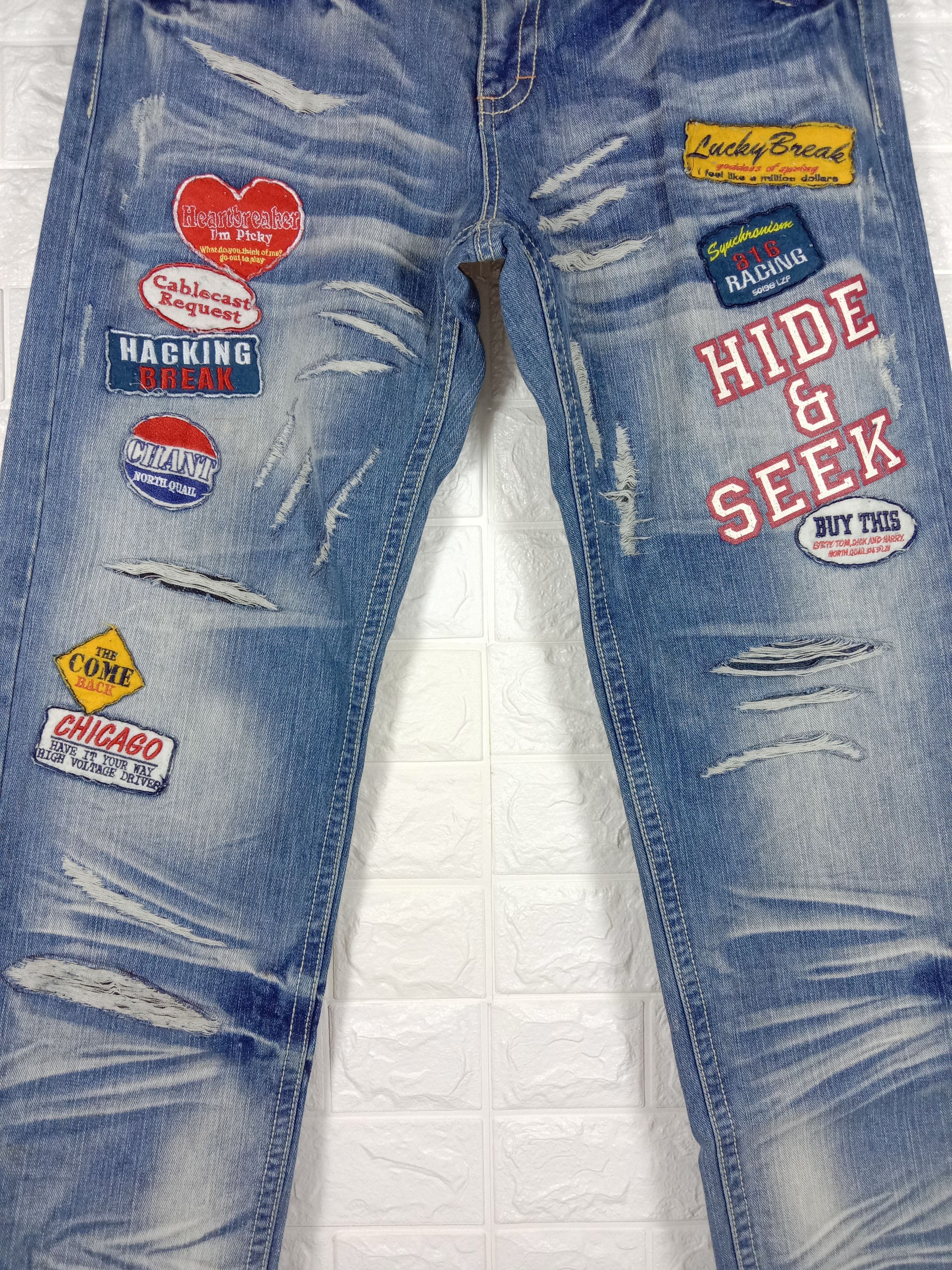 Japanese Brand Vintage Love Denim Patchwork Distressed Design Jeans Size US 34 / EU 50 - 3 Thumbnail