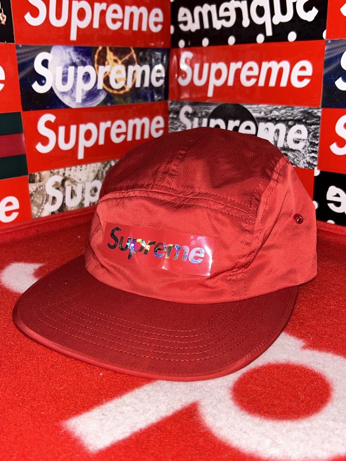 Supreme Supreme Holographic Logo Camp Cap Red SS19 RARE HAT Size ONE SIZE - 2 Thumbnail