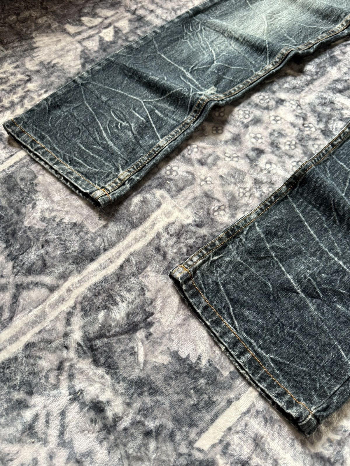 Japanese Brand × LOWBOX × Tete Homme Nylaus Japan Cut And Sew Double Waist Shadow Wash Jeans Size US 30 / EU 46 - 7 Thumbnail