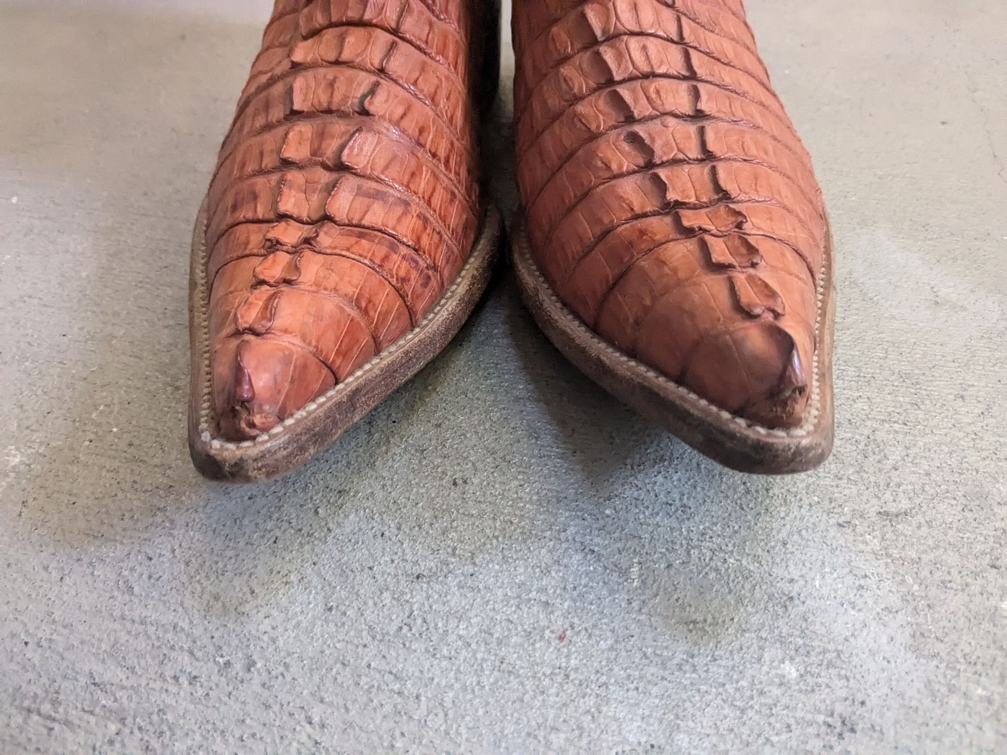 Genuine Leather Crocodile Cowboy Boots Brown 8.5 Vintage Leather Botas Size US 8.5 / EU 41-42 - 2 Thumbnail
