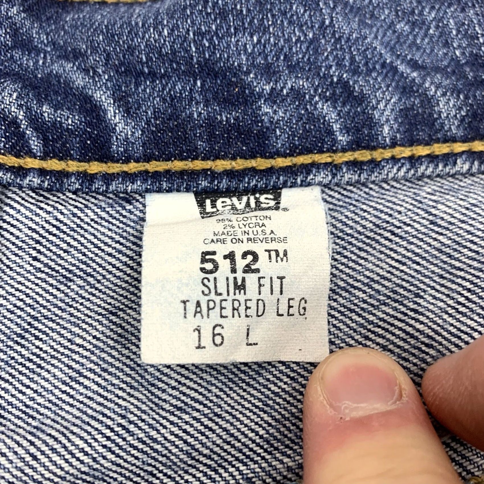 Levi's VINTAGE Levis 512 Jeans Womens 16 Blue Slim Fit Tapered Leg Y2K High Rise Size 38" / US 16 / IT 52 - 4 Thumbnail