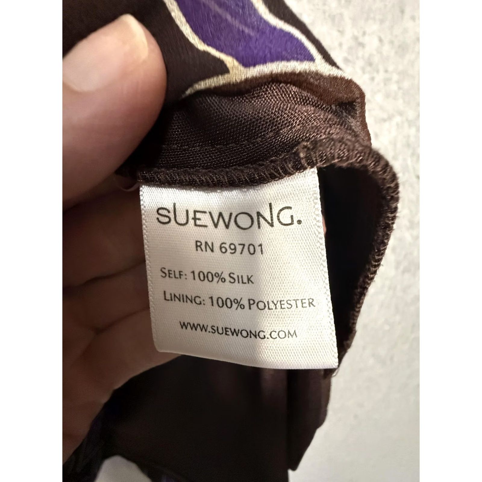 Vintage Sue Wong Dress Womens 10 Brown Purple Silk Trapeze Scoop Neck Knee Sundress Dresses Size L / US 10 / IT 46 - 4 Thumbnail