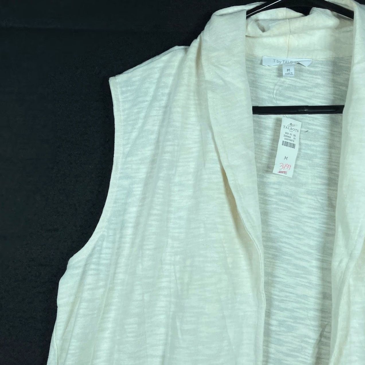 Talbots T by Talbots Womens Sweater Cream Gray Open Vest Shawl Collar Medium Size M / US 6-8 / IT 42-44 - 4 Thumbnail