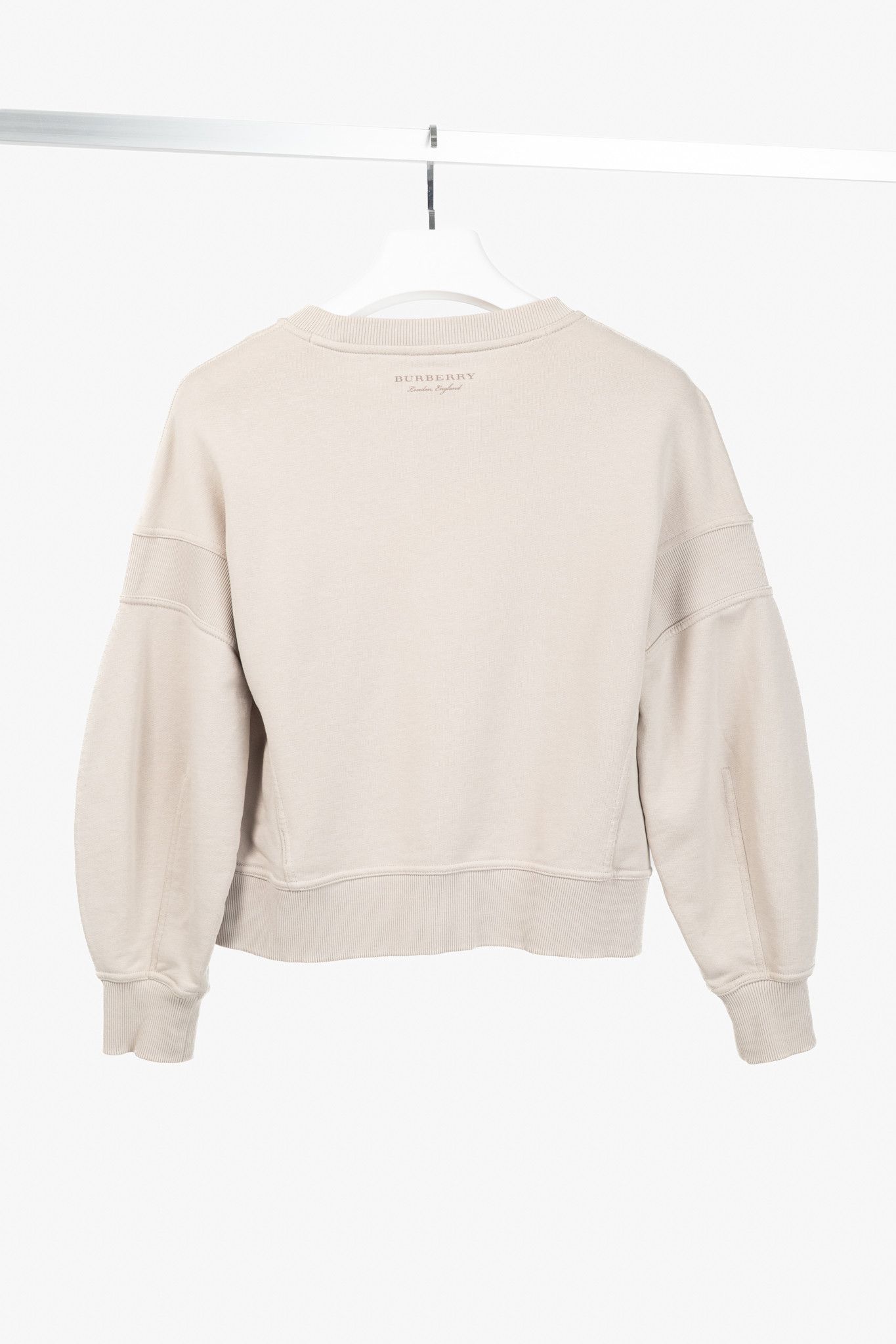 Burberry Burberry Beige Cotton French-Terry Ribbed-Trim Sweatshirt Size S / US 4 / IT 40 - 2 Thumbnail