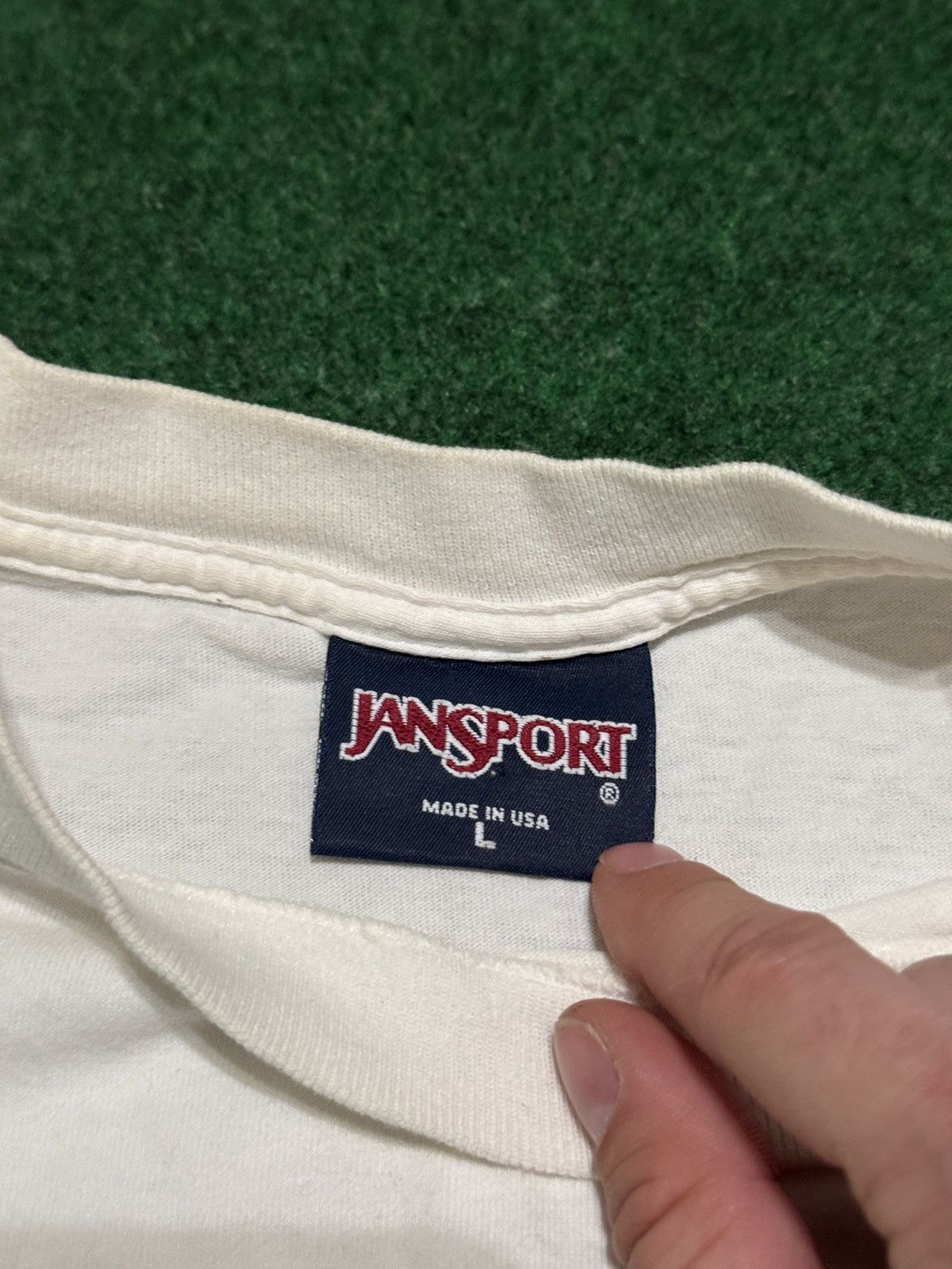 Jansport Slippery Rock University Large Vintage 90s White T Shirt Size US L / EU 52-54 / 3 - 4 Thumbnail