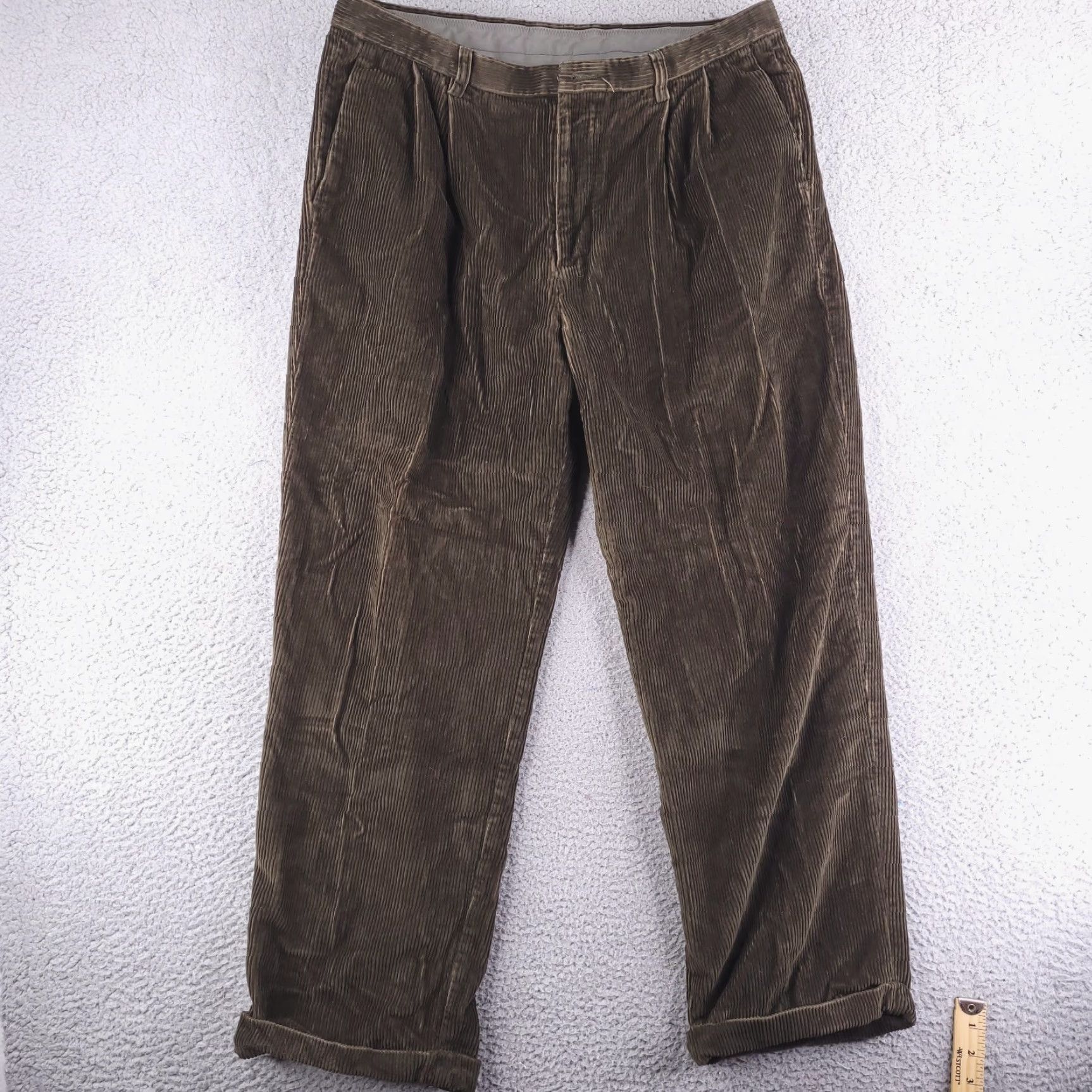 Nautica Nautica Pants Mens 35x27 Brown Corduroy Rigger Relaxed Fit Crop Cropped Skate 35 Waist 27 Inseam Size US 35 - 2 Thumbnail