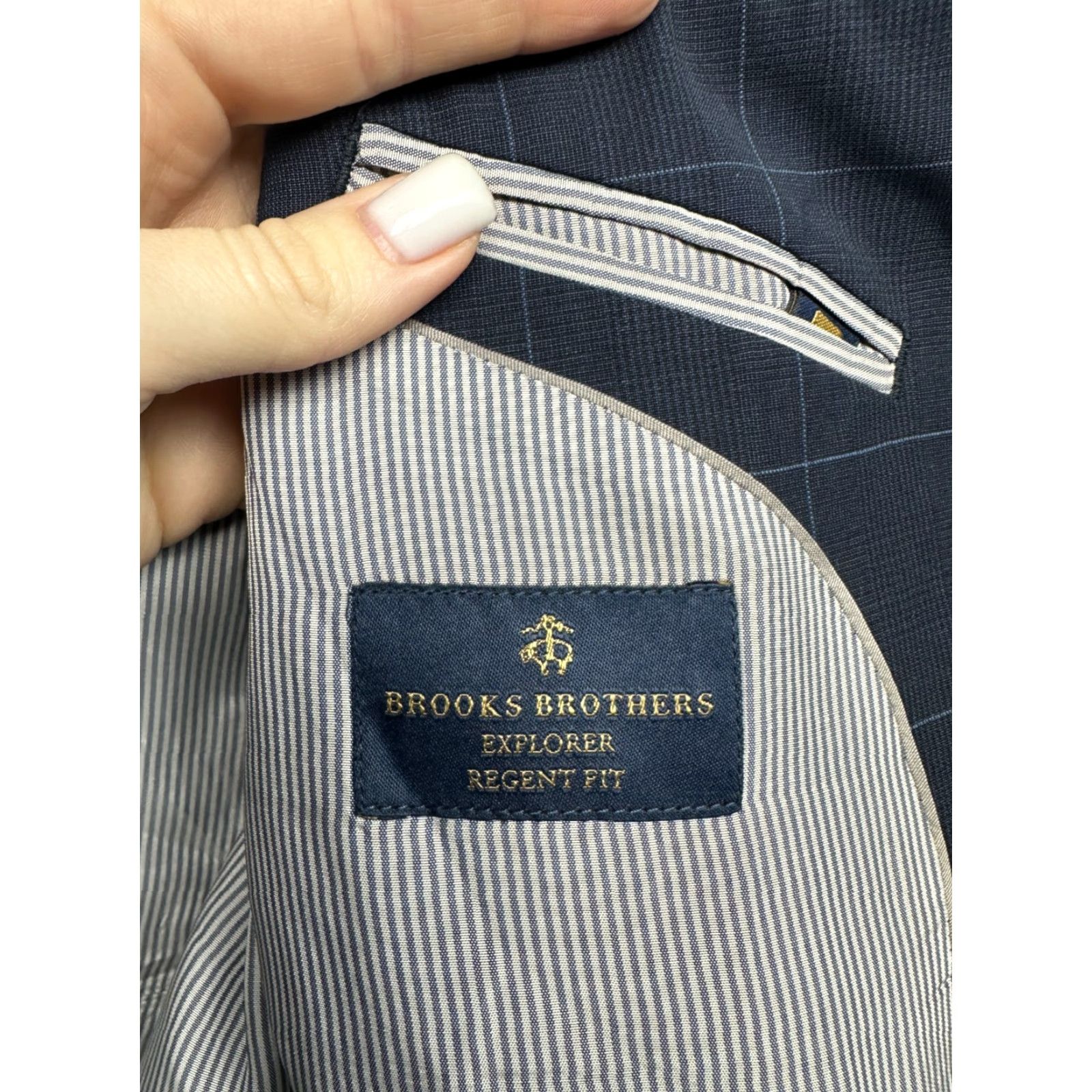 Brooks Brothers Brooks Brothers Mens Wool Blazer Jacket Size 52 Blue Check Blazer Mens 52 Blue Wool Jacket Front Two-Button Vintage: No Size 52R - 4 Thumbnail
