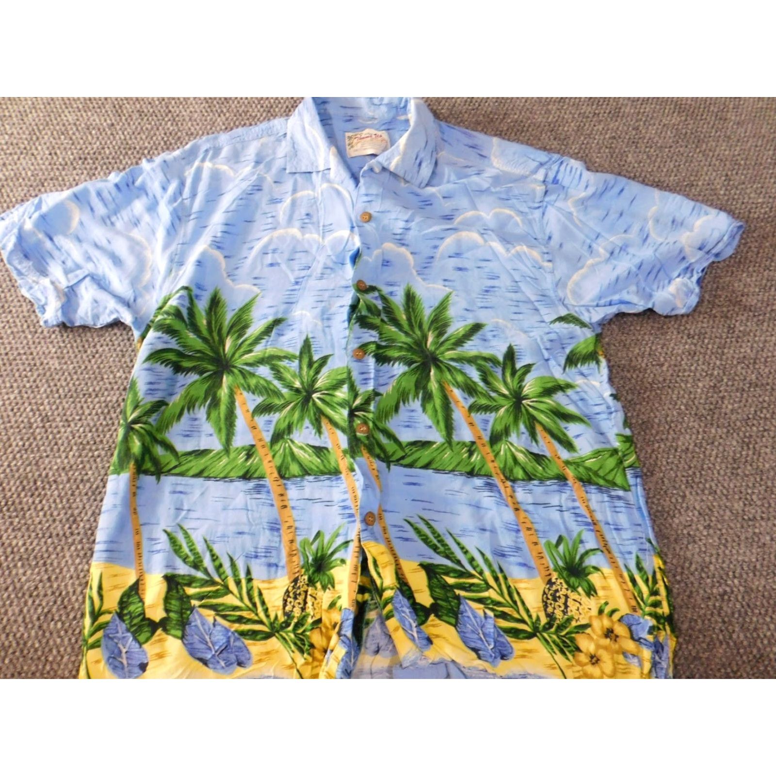 Vintage VINTAGE Thumbs Up Hawaiian Shirt Mens XL Blue Floral Button Up Size US XL / EU 56 / 4 - 4 Thumbnail