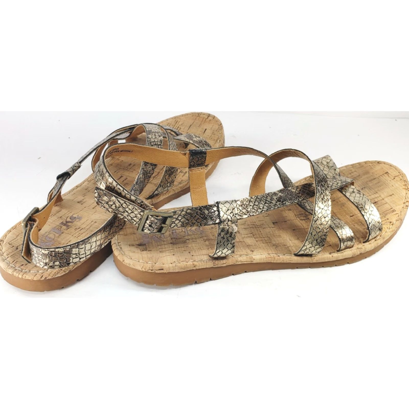 Vintage Korks Felicity Strappy Flat Bonze Snake Print Sandals Women's Size 9M Size US 9 / IT 39 - 4 Thumbnail