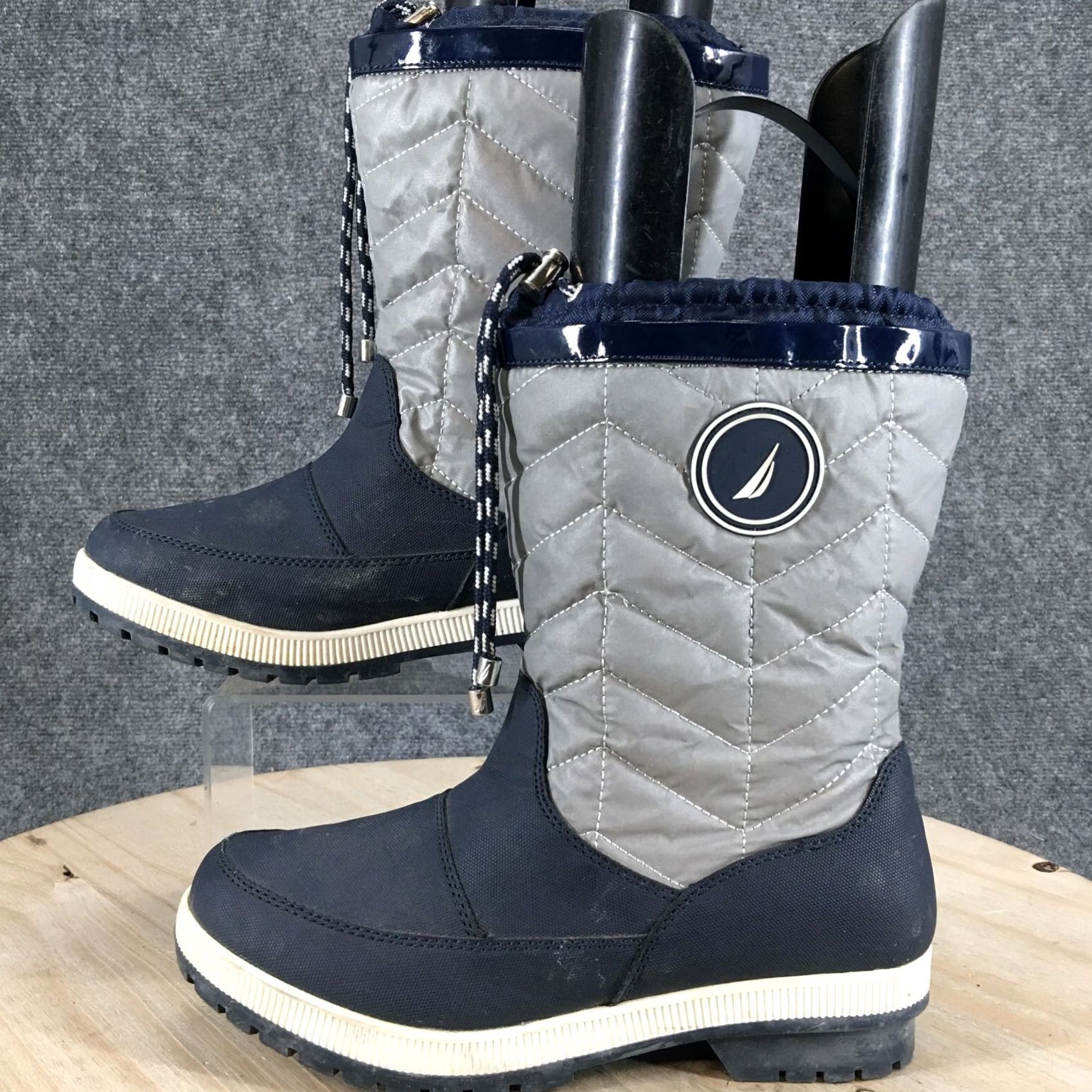Nautica Nautica Becher Womens 9 Quilted Mid Winter Snow Boot Blue Faux Leather Boots Size US 9 / IT 39 - 2 Thumbnail